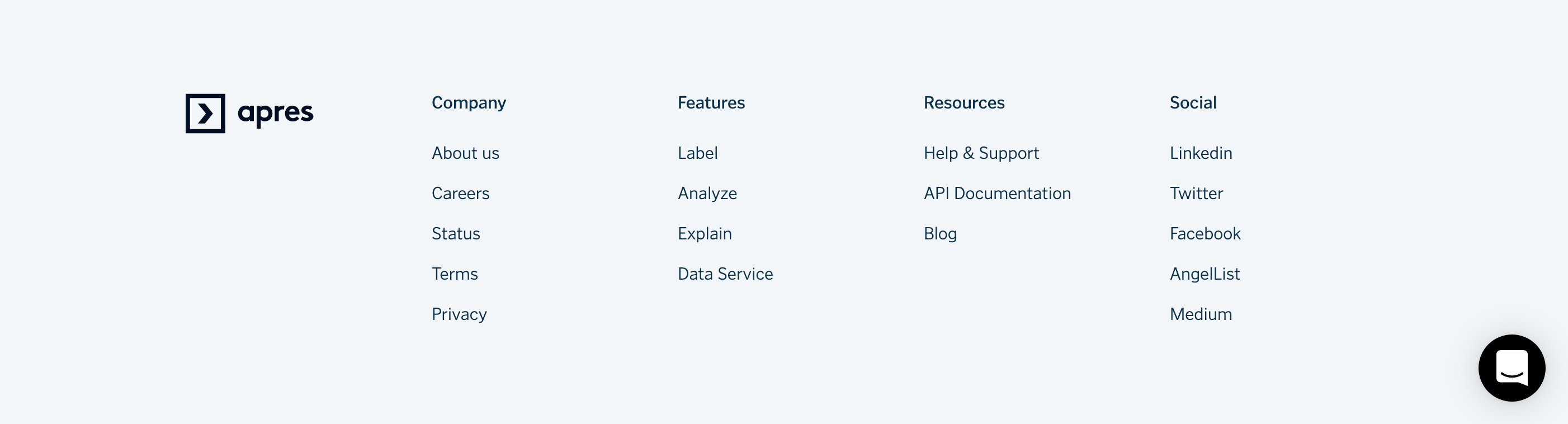 Apres Footer component screenshot