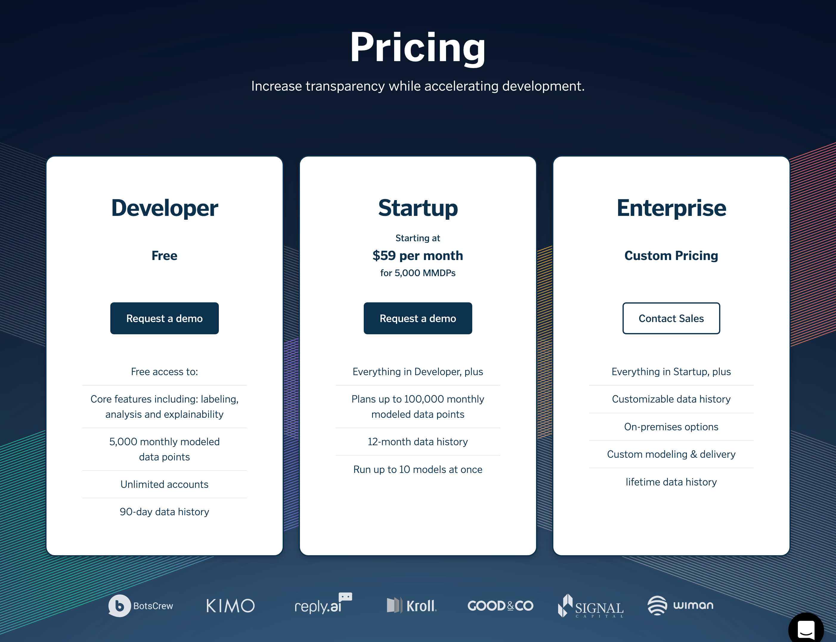 Apres Pricing component screenshot