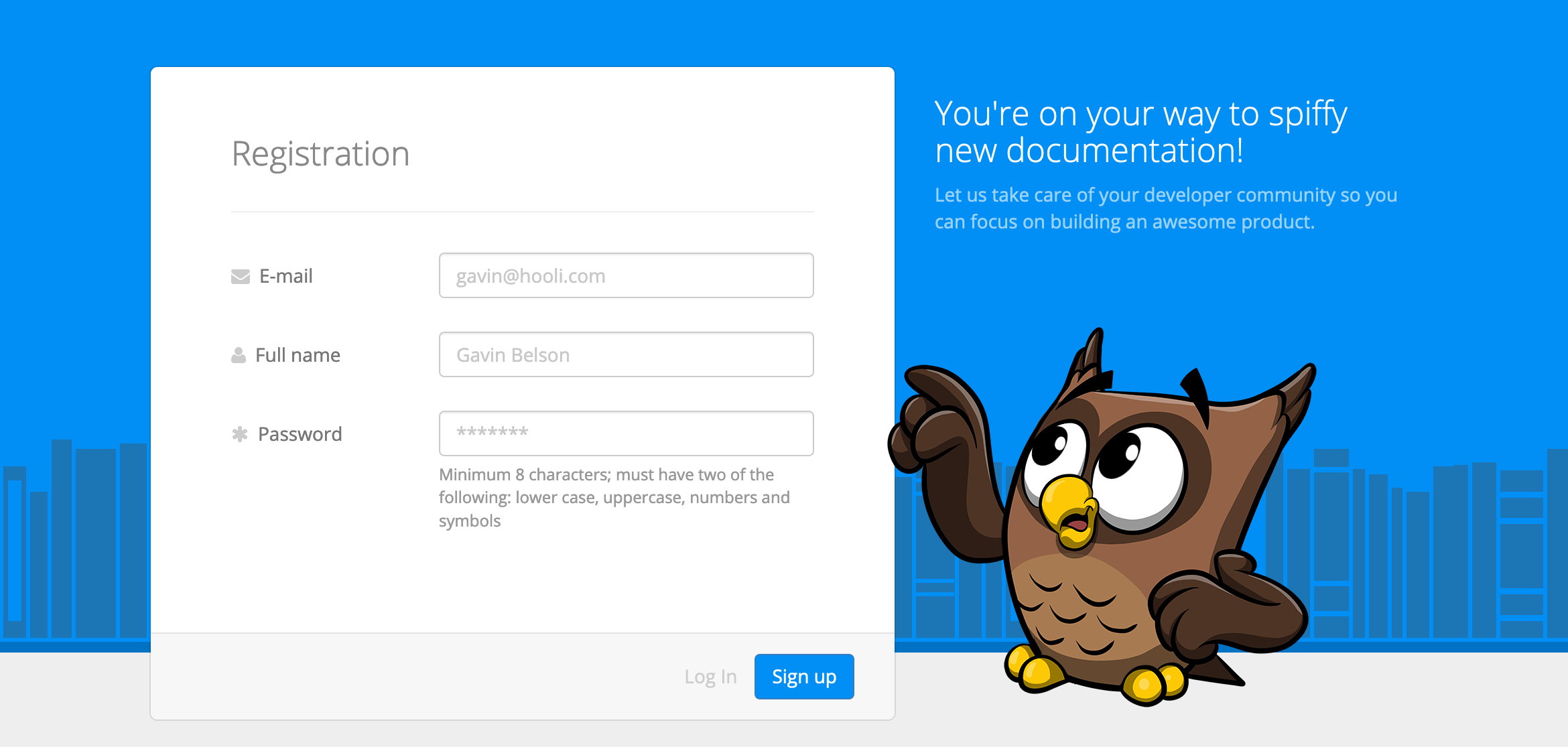 Readme Signup component screenshot