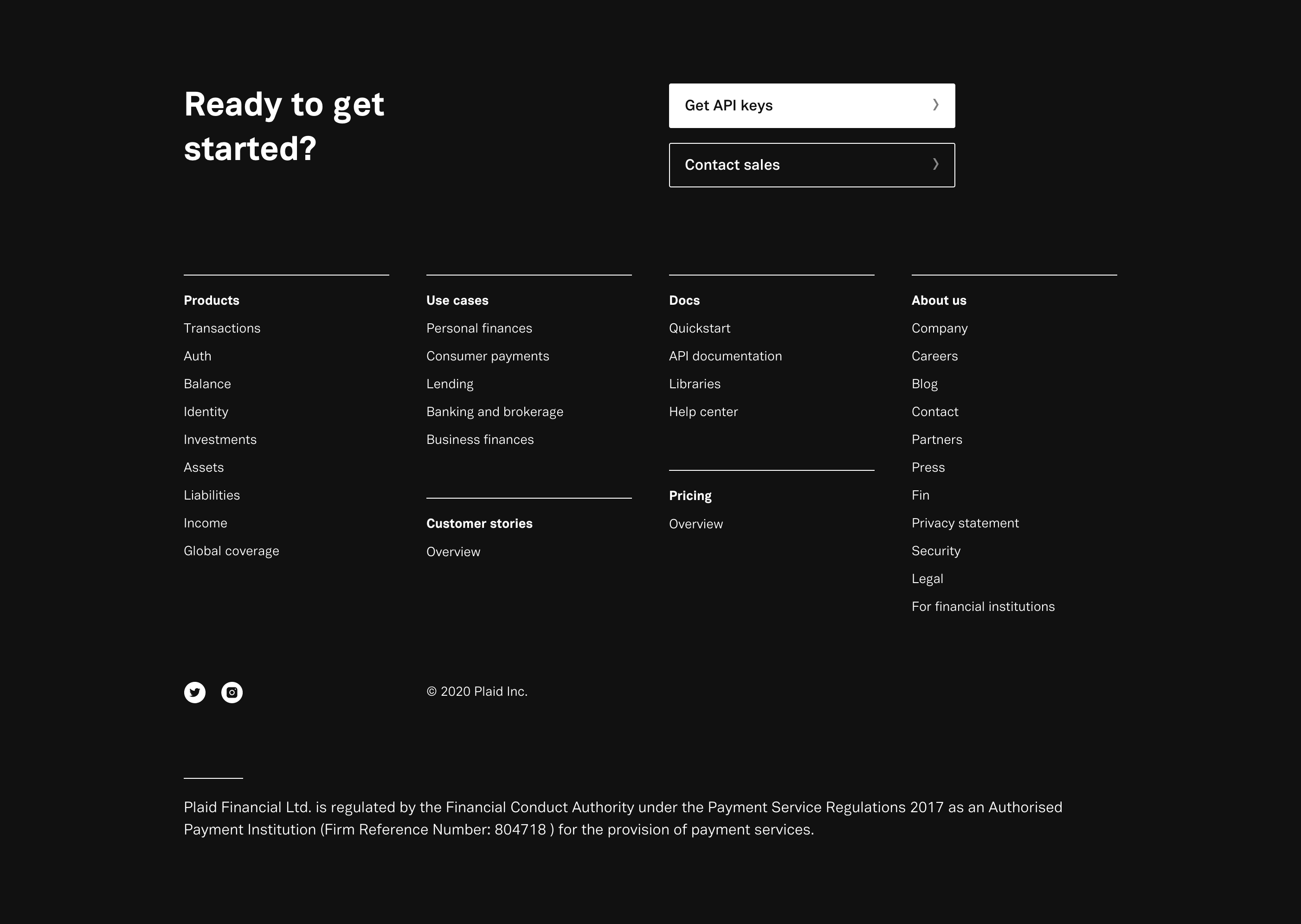 Plaid Footer component screenshot