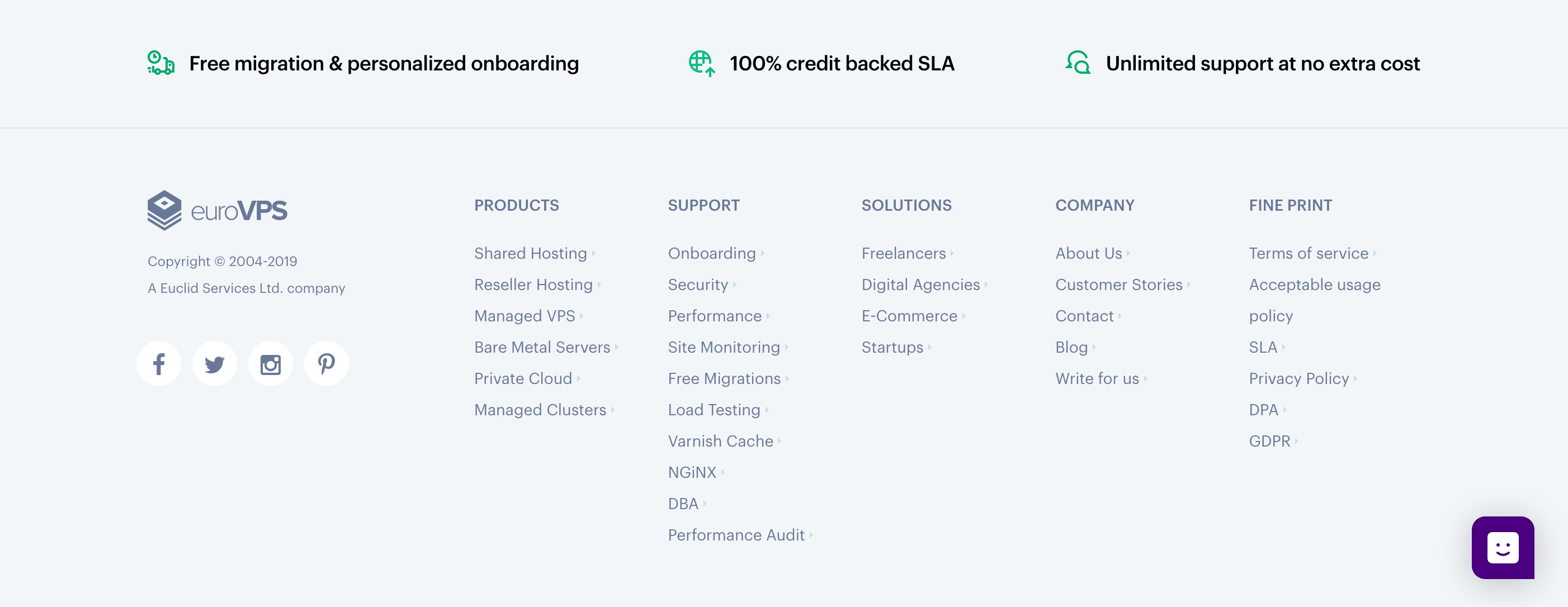 Eurovps Footer component screenshot