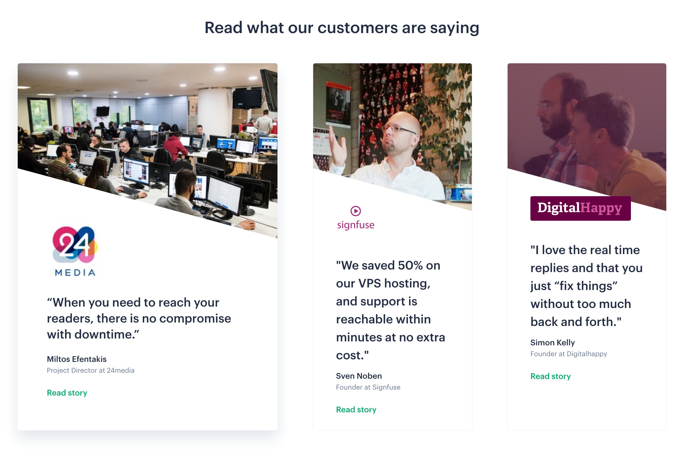 Eurovps Testimonial component screenshot