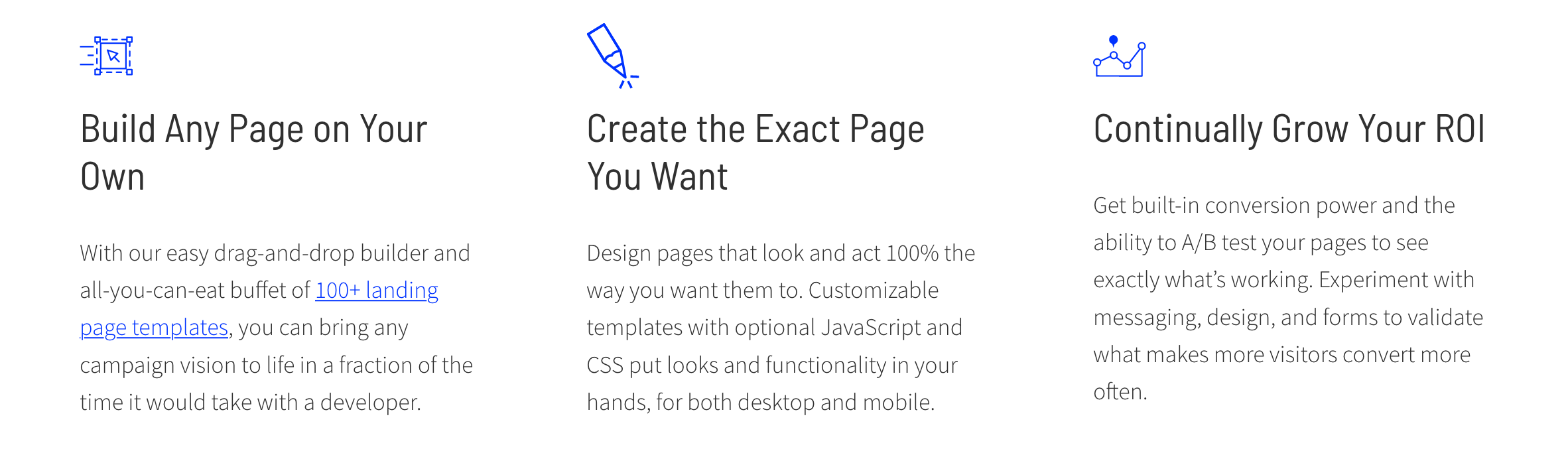 Unbounce Feature component screenshot