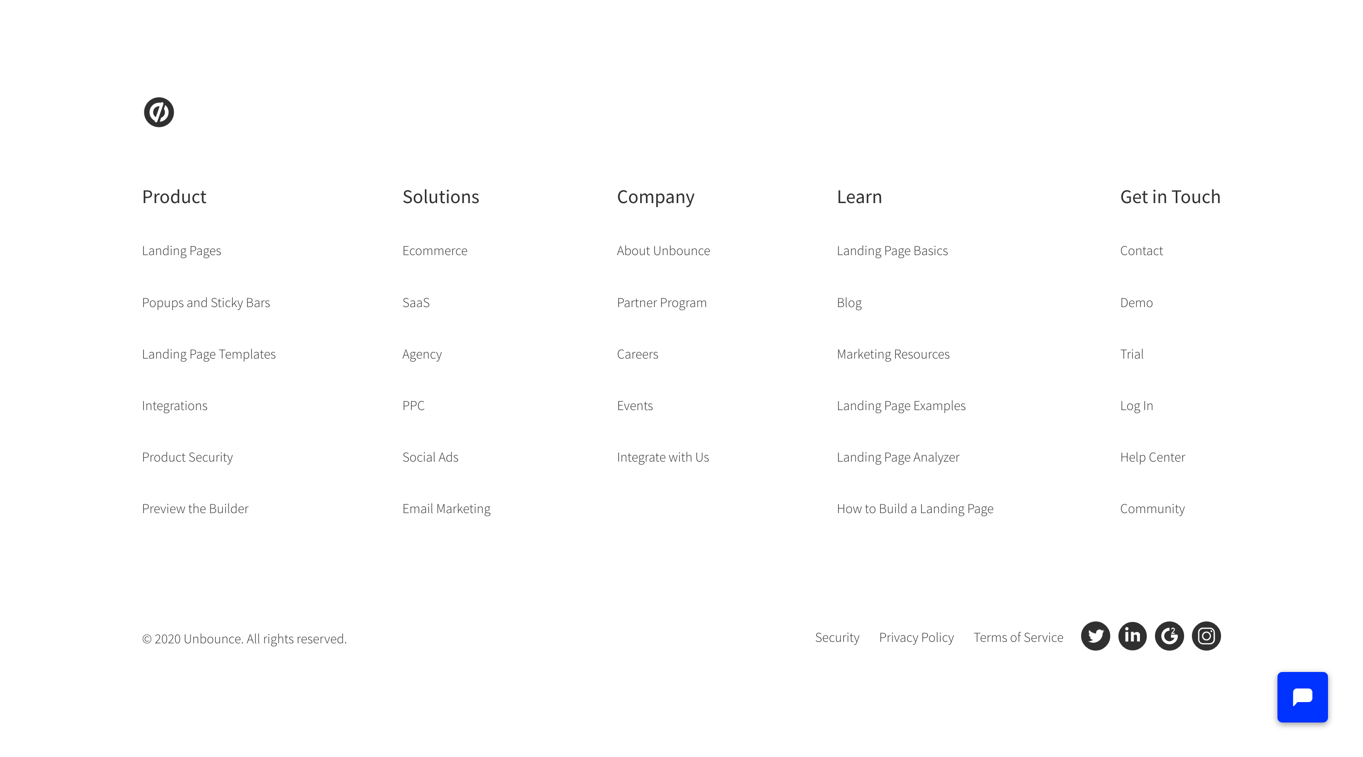 Unbounce Footer component screenshot