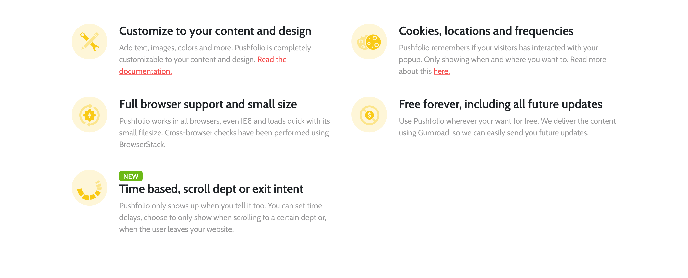 Pushfol Feature component screenshot