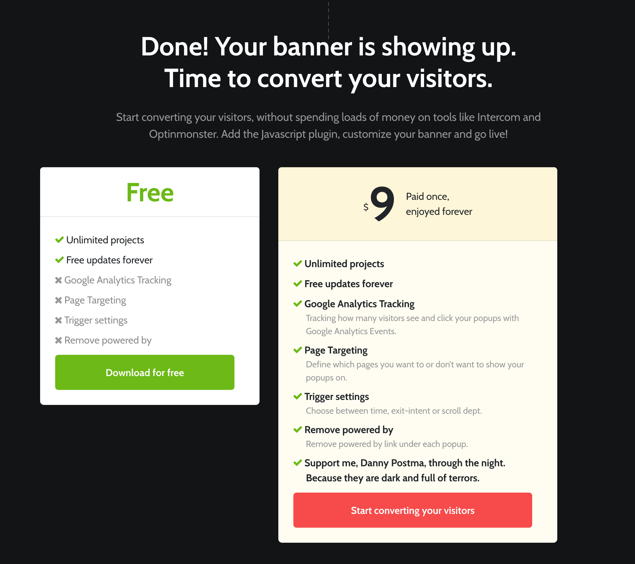 Pushfol Pricing component screenshot