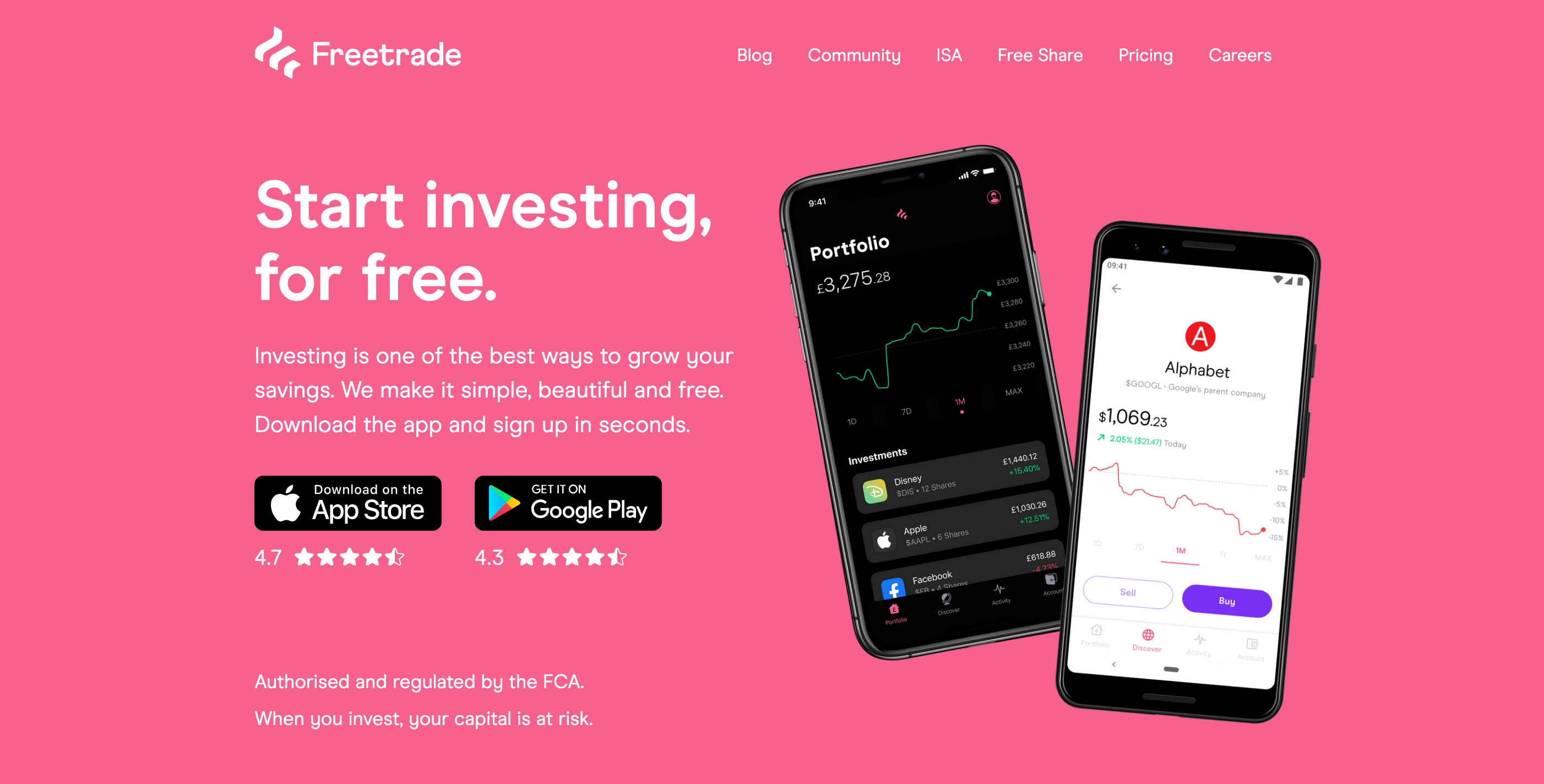 Freetrade Hero component screenshot