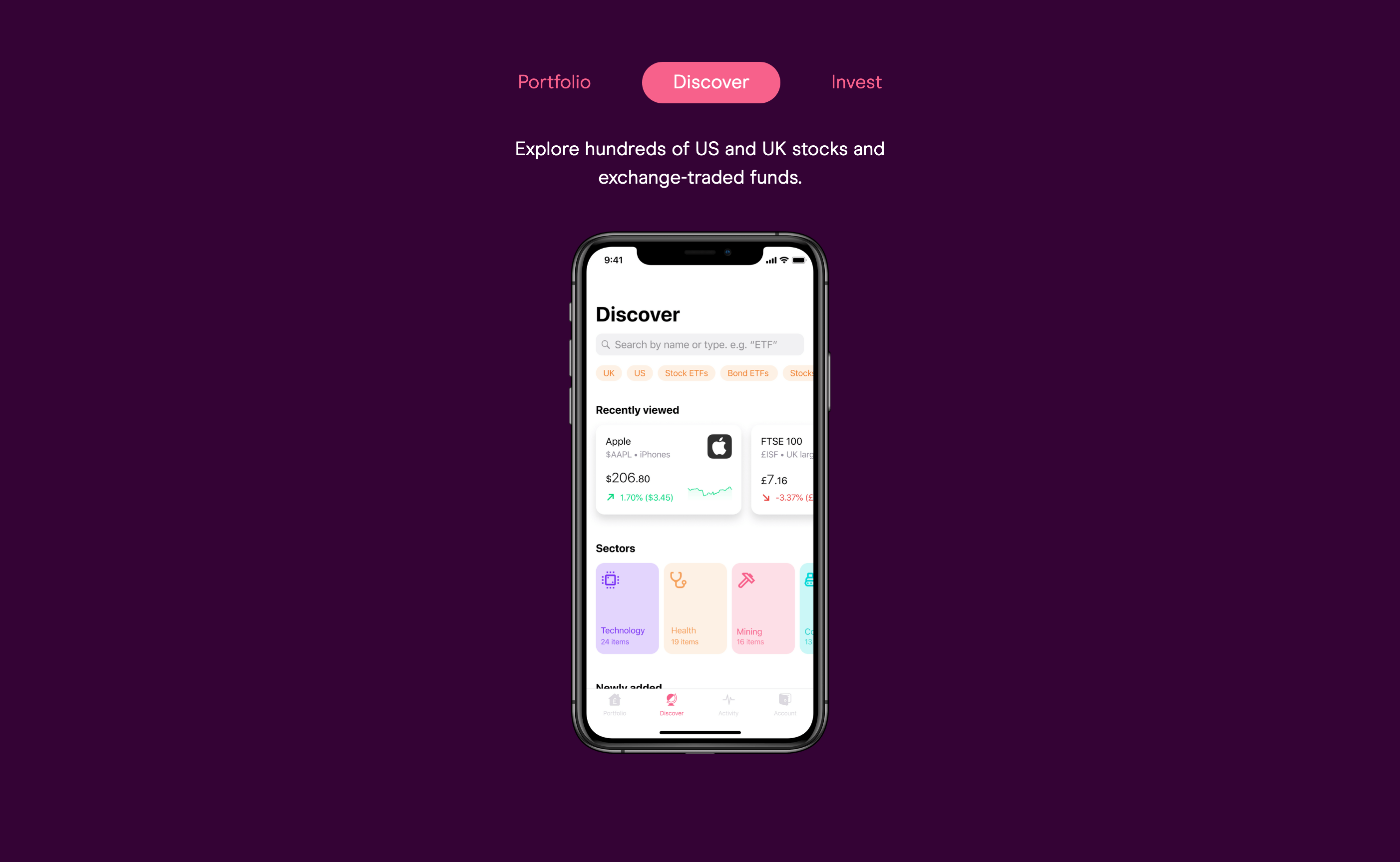 Freetrade Feature component screenshot