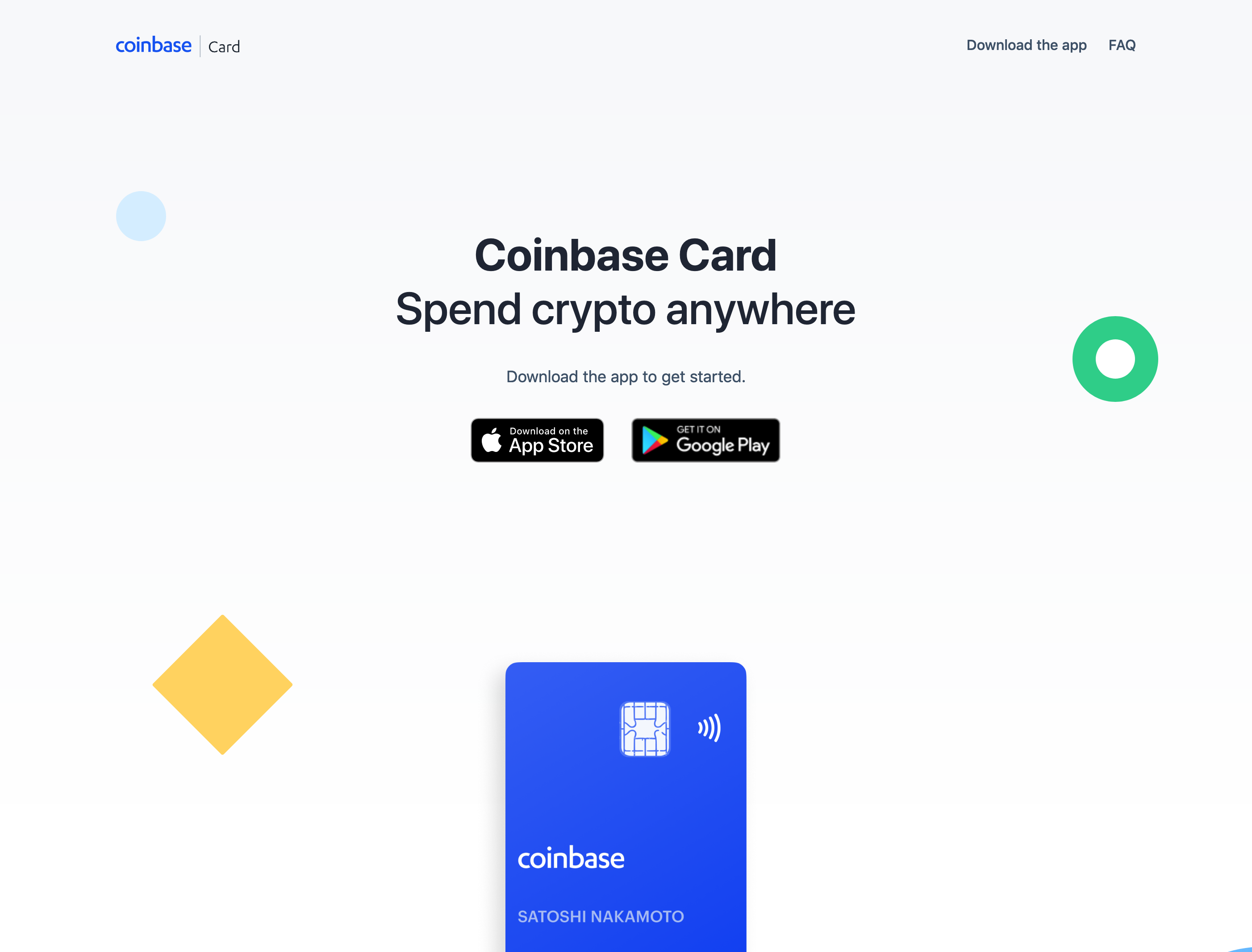 Coinbase Card Hero component screenshot