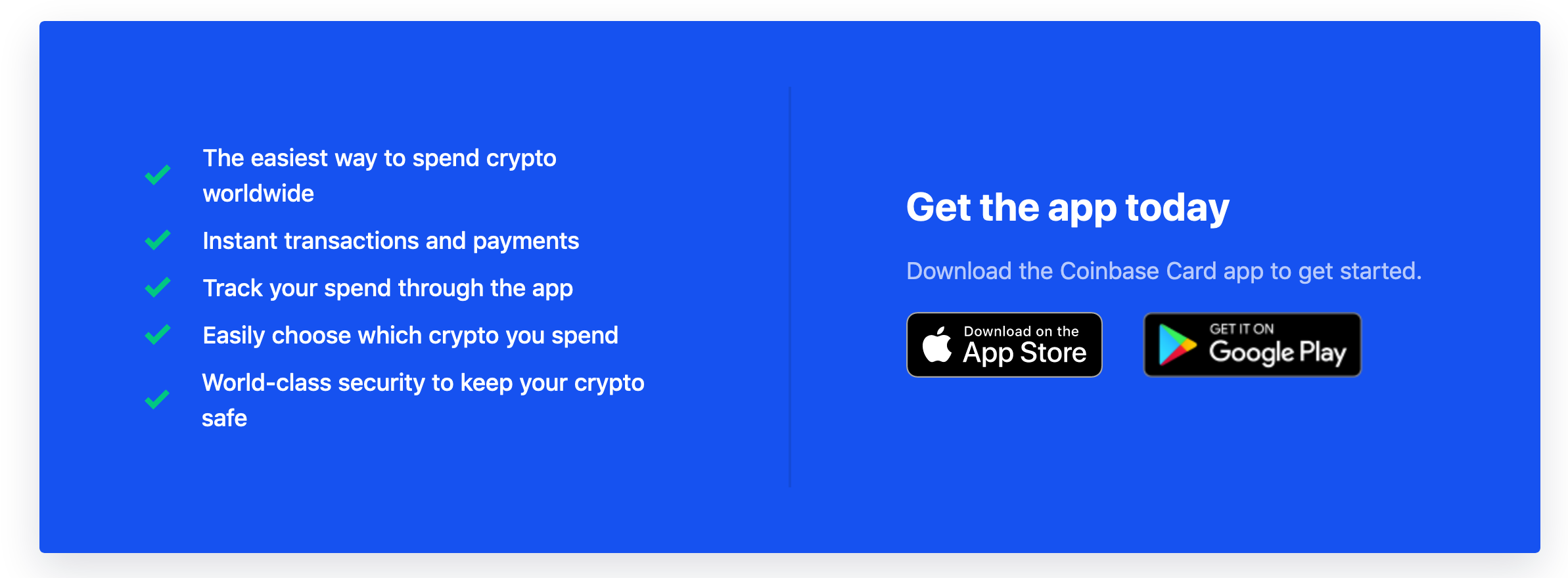 Coinbase Card Call To Action component screenshot