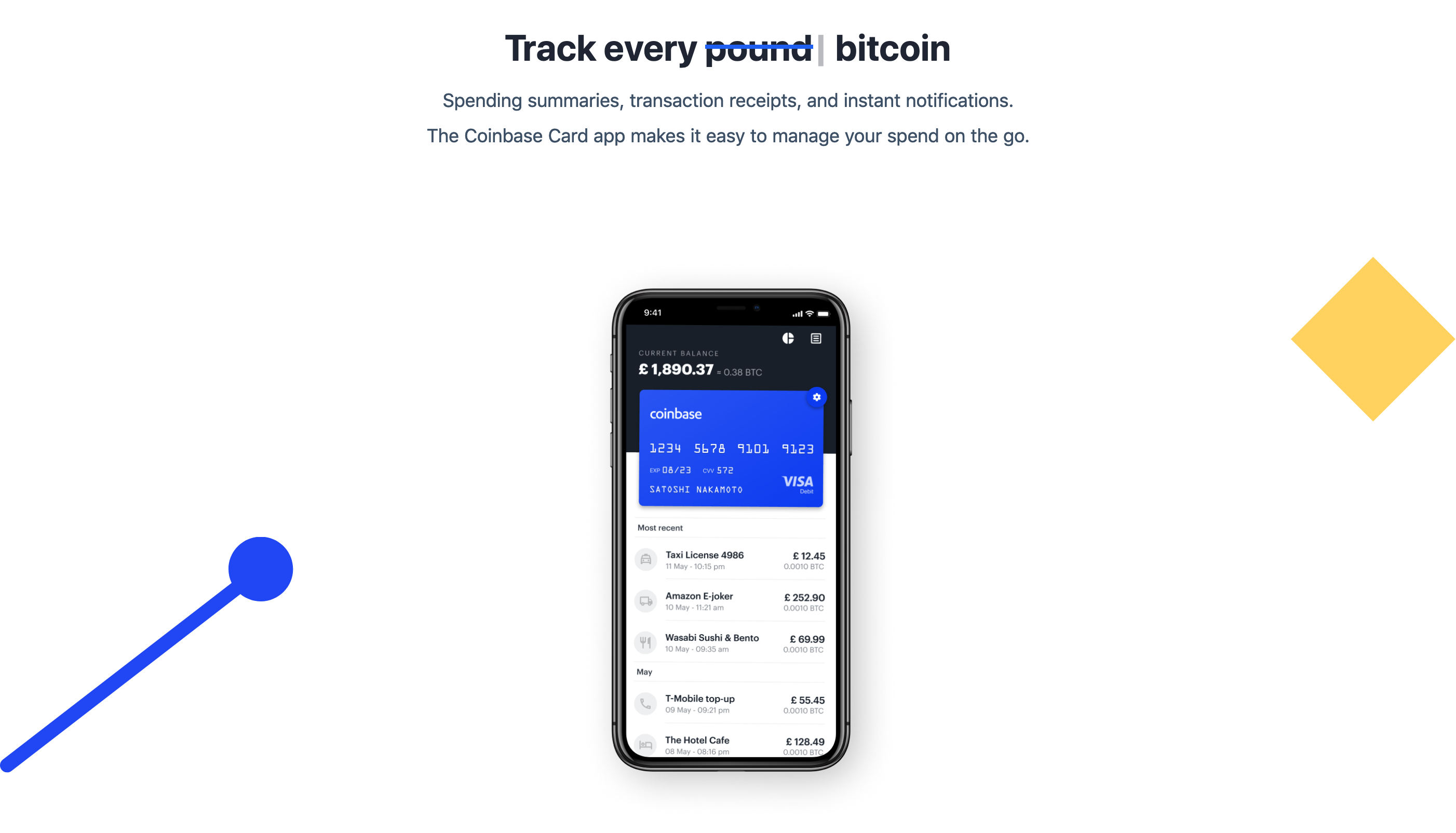Coinbase Card Feature component screenshot