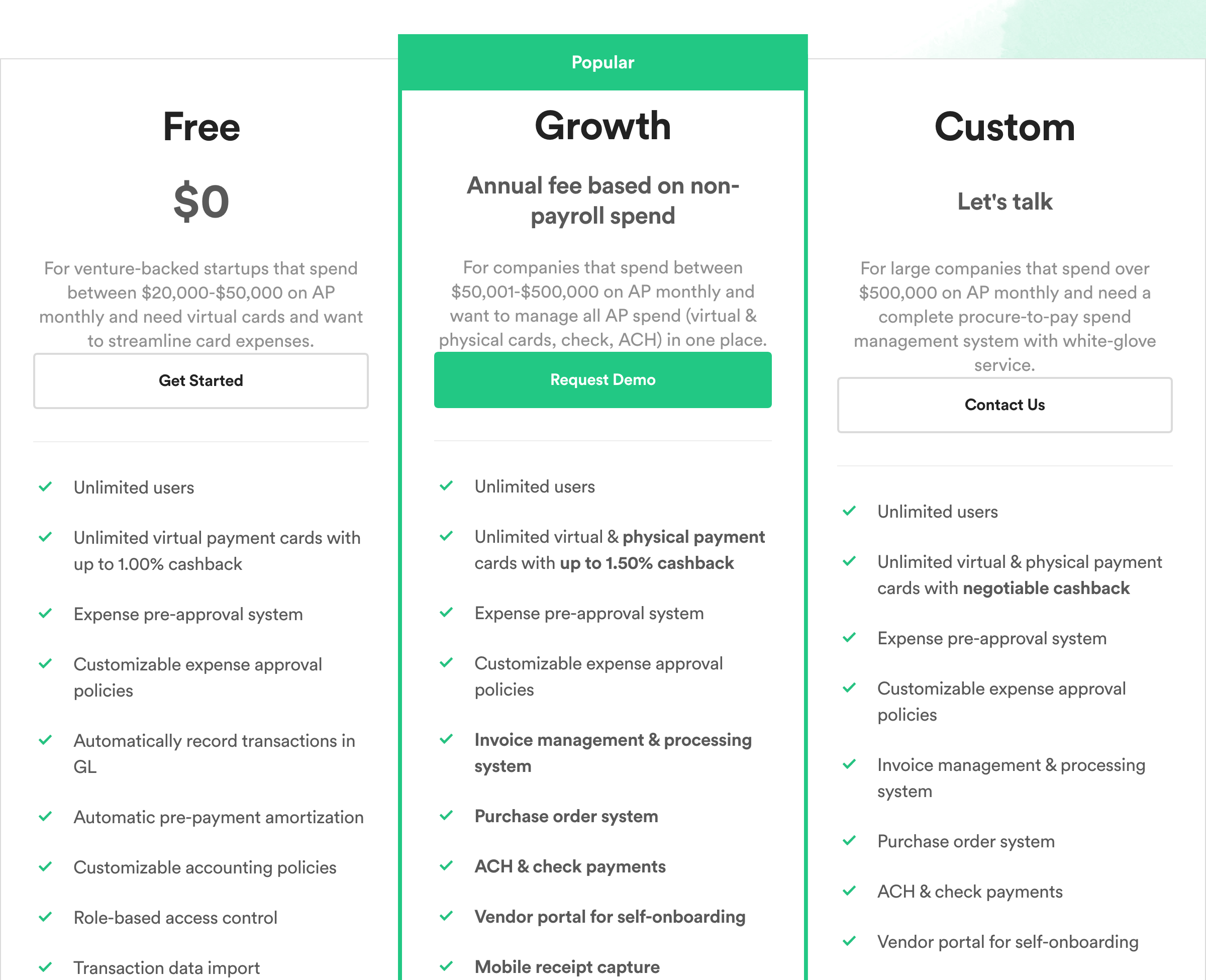 Airbase Pricing component screenshot