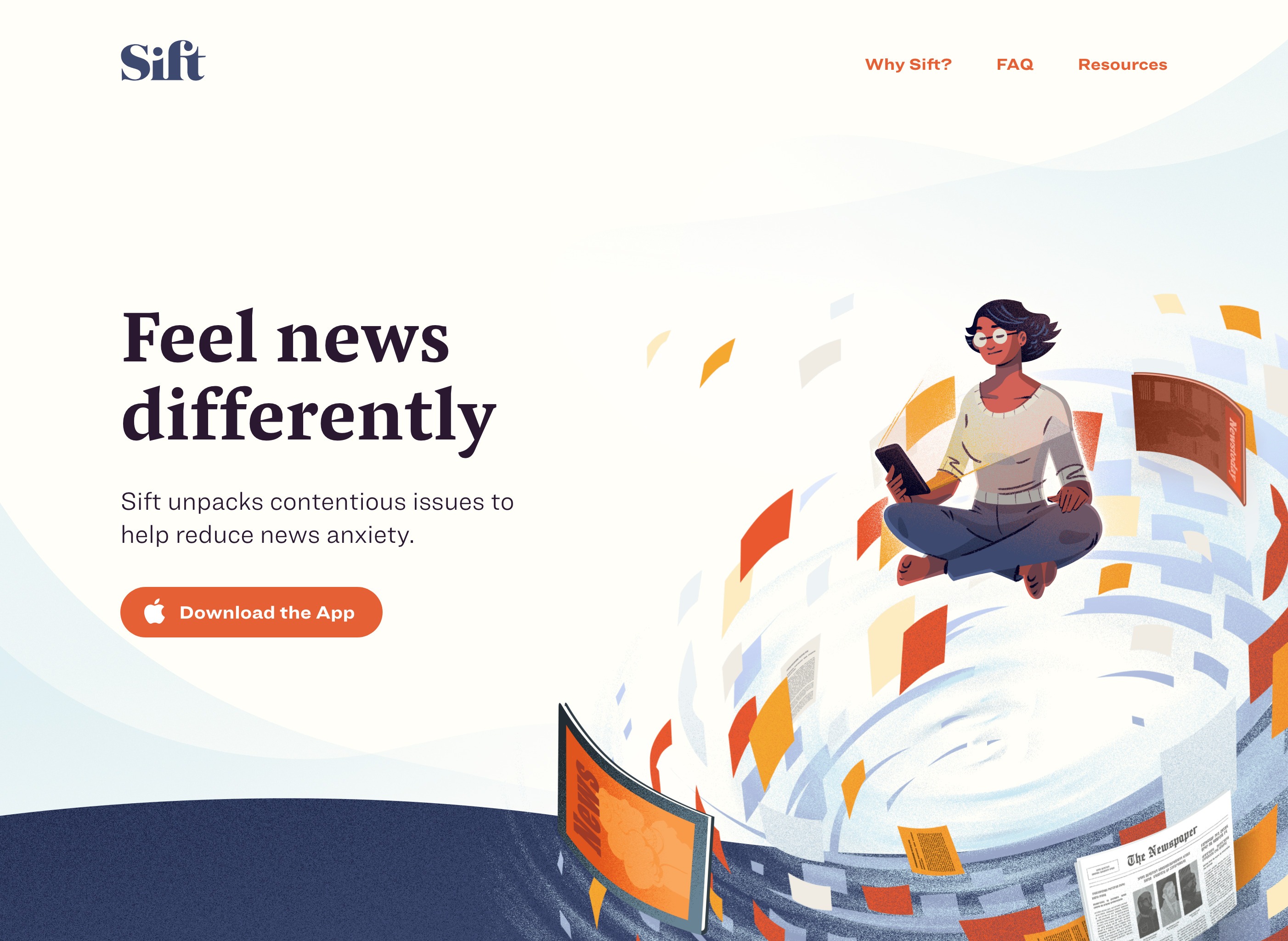 Siftnewstherapy Hero component screenshot