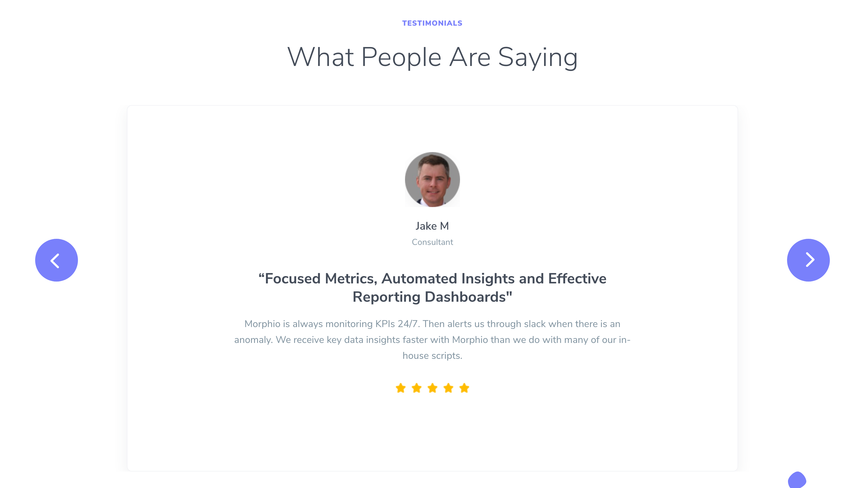 Morphio Testimonial component screenshot