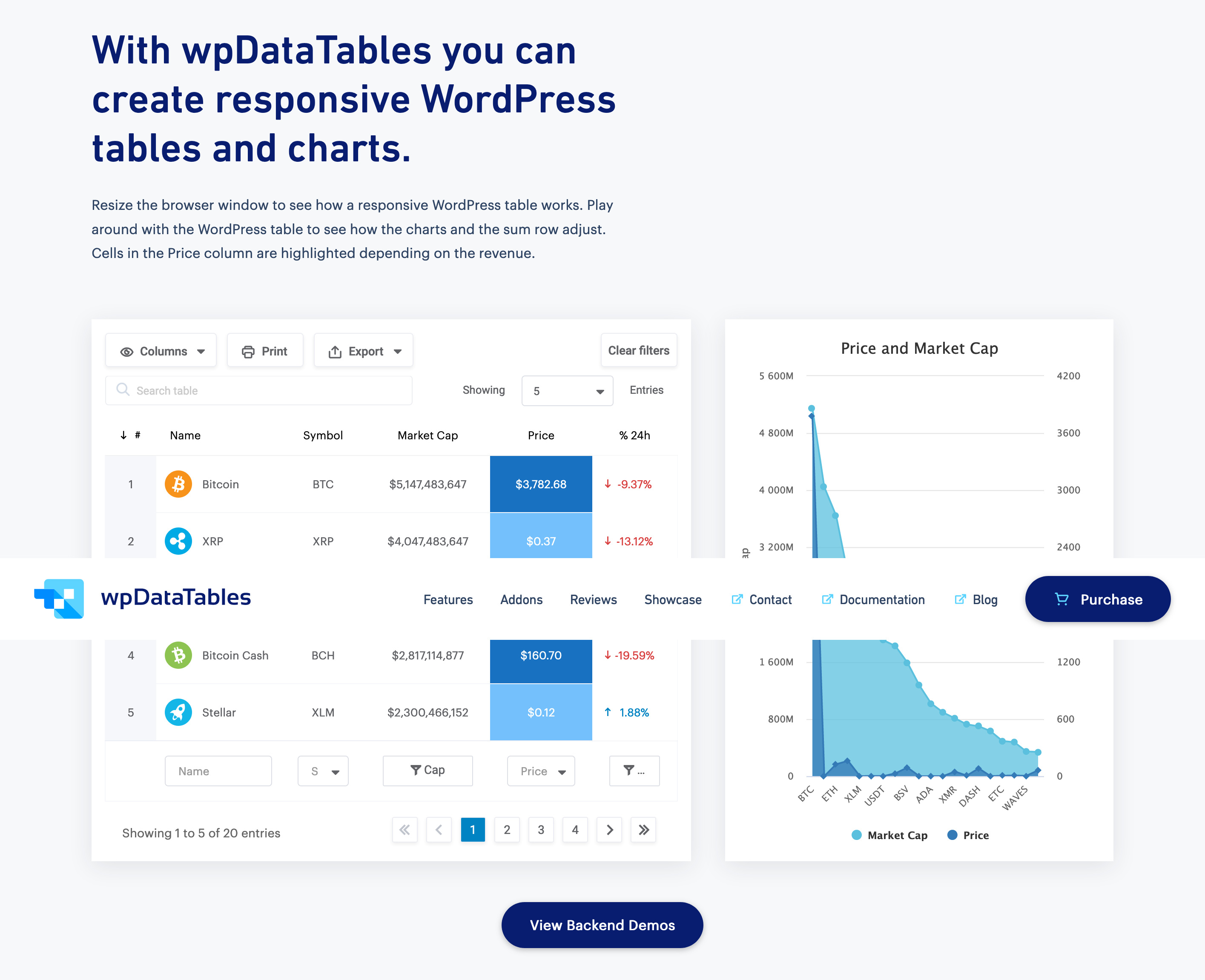 Wpdatatables Feature component screenshot