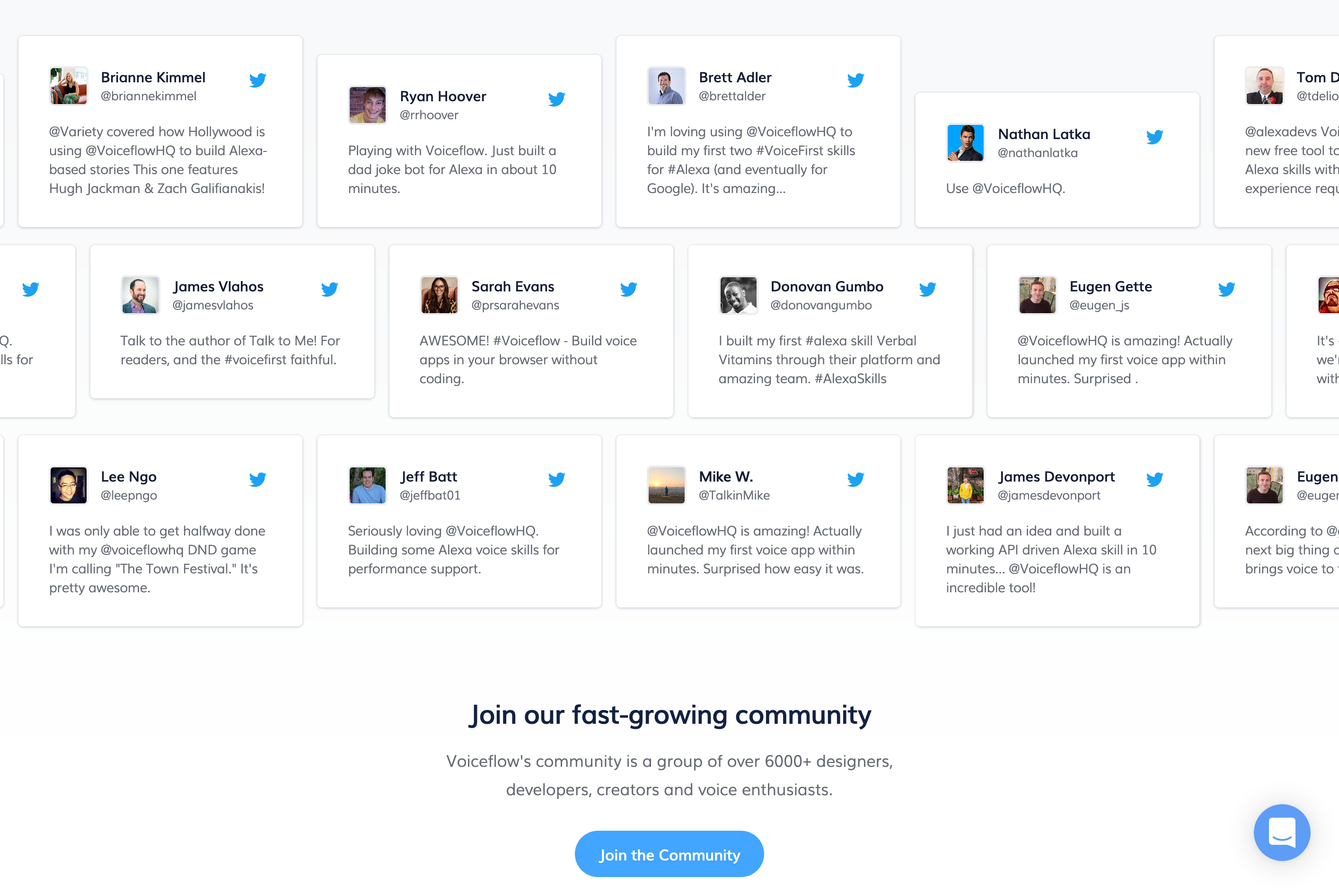 Getvoiceflow Testimonial component screenshot