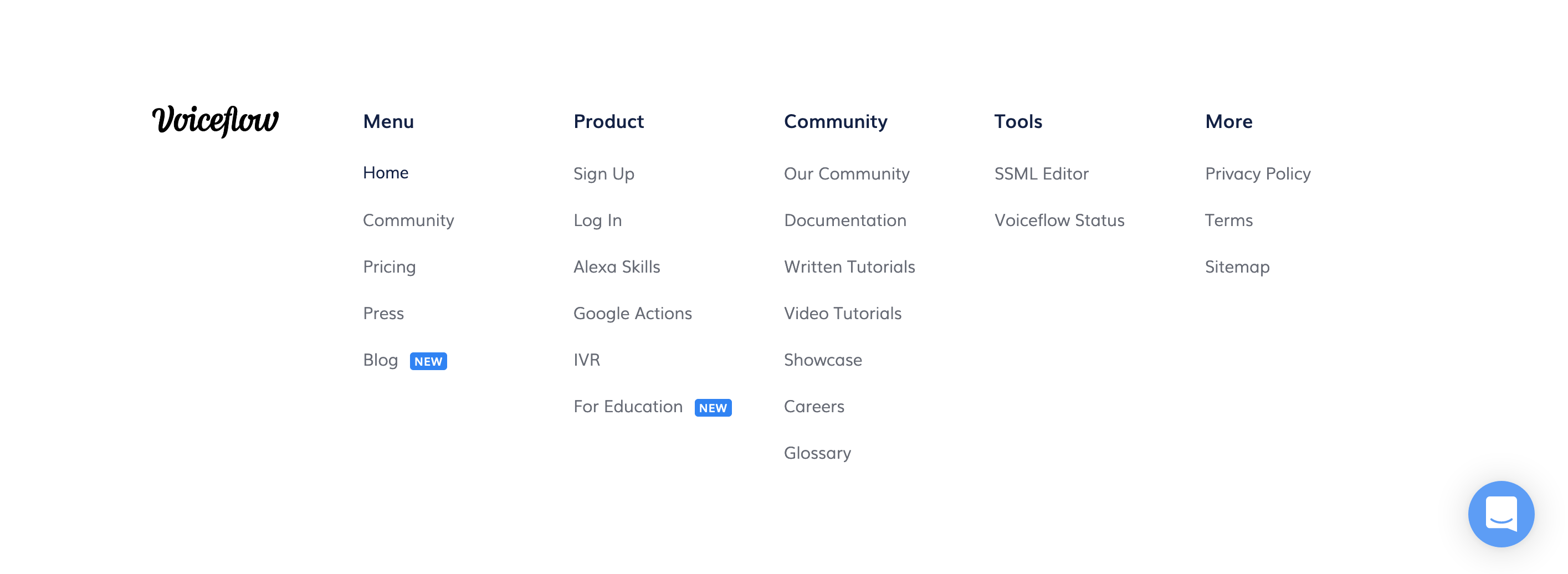 Getvoiceflow Footer component screenshot