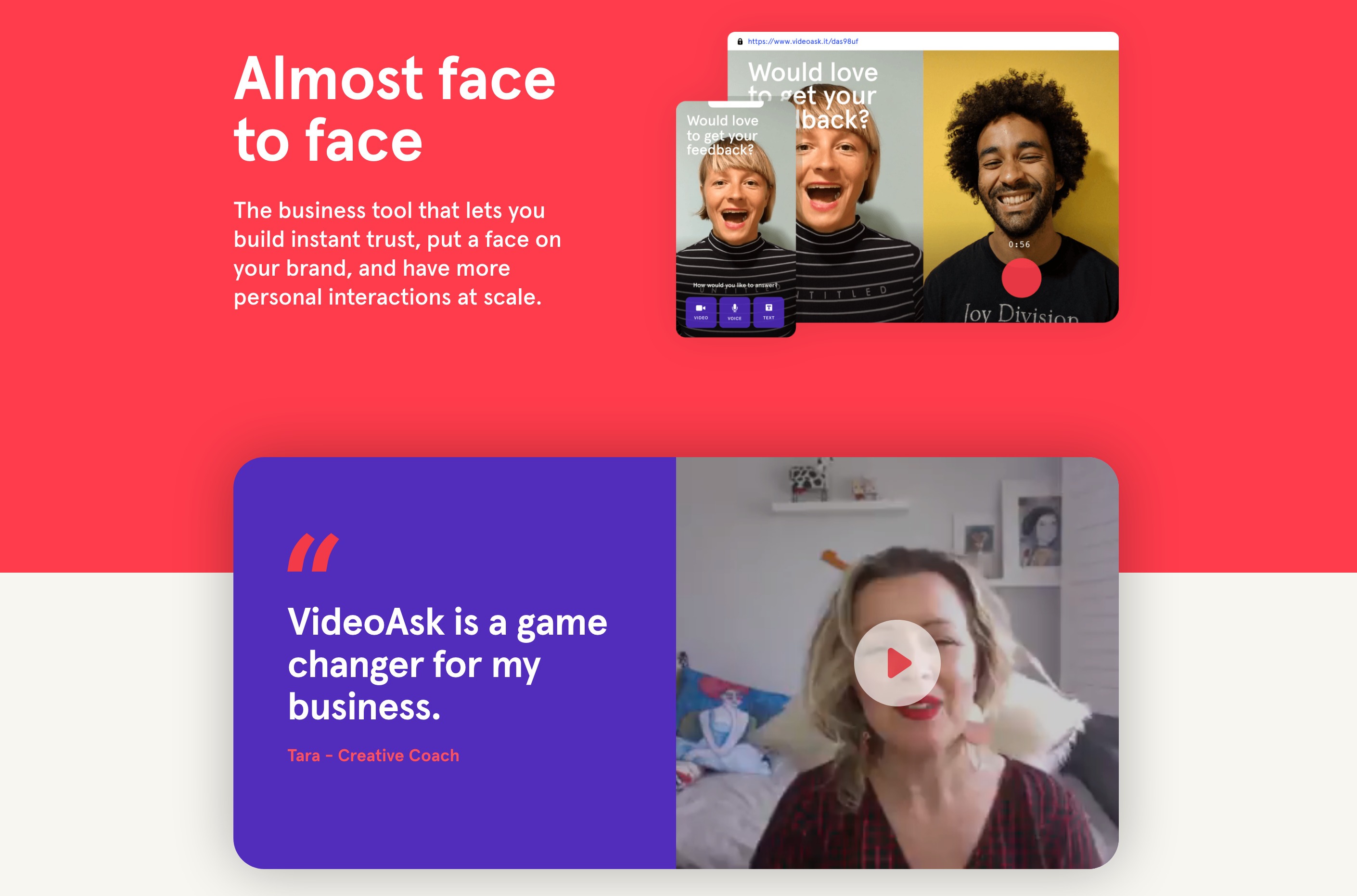Videoask Testimonial component screenshot