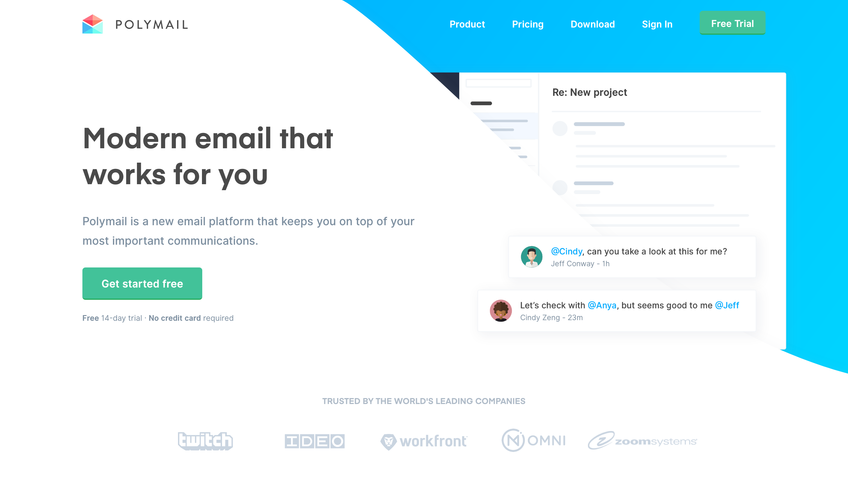 Polymail Hero component screenshot