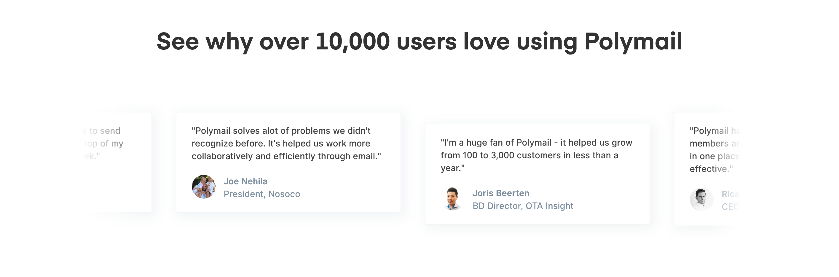 Polymail Testimonial component screenshot