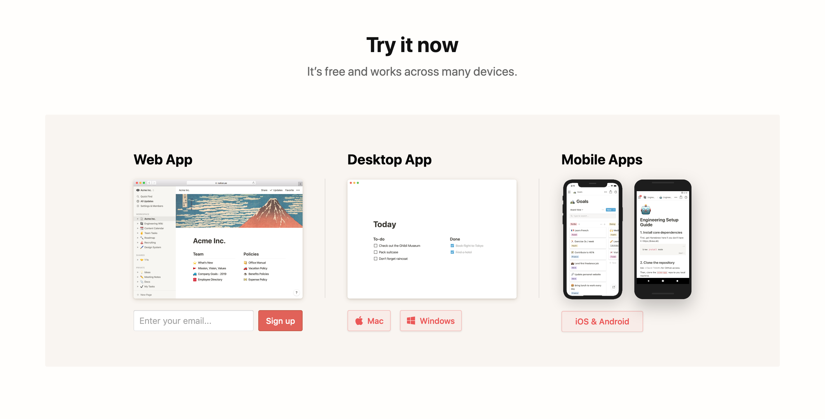 Notion Call To Action component screenshot
