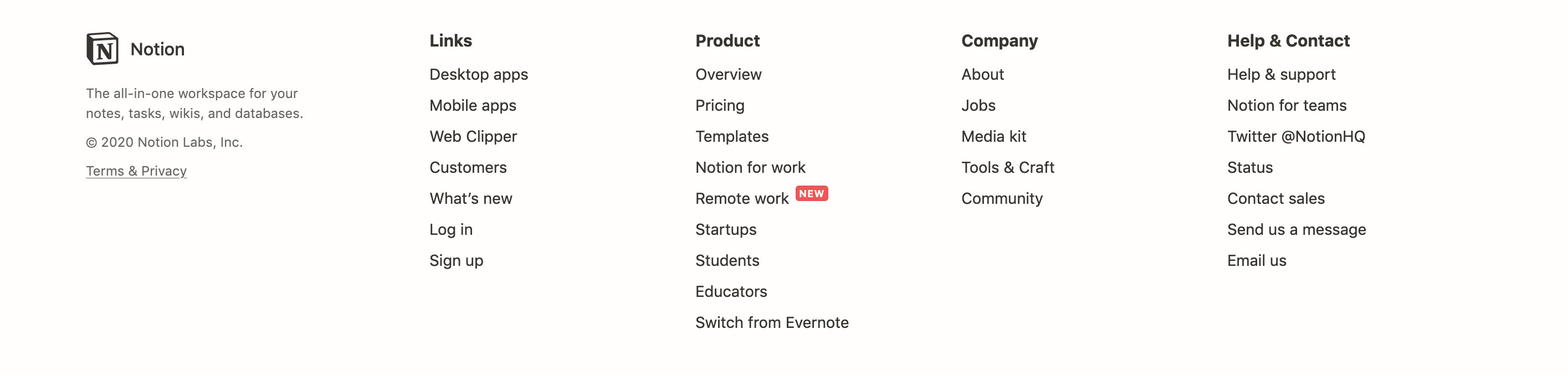 Notion Footer component screenshot