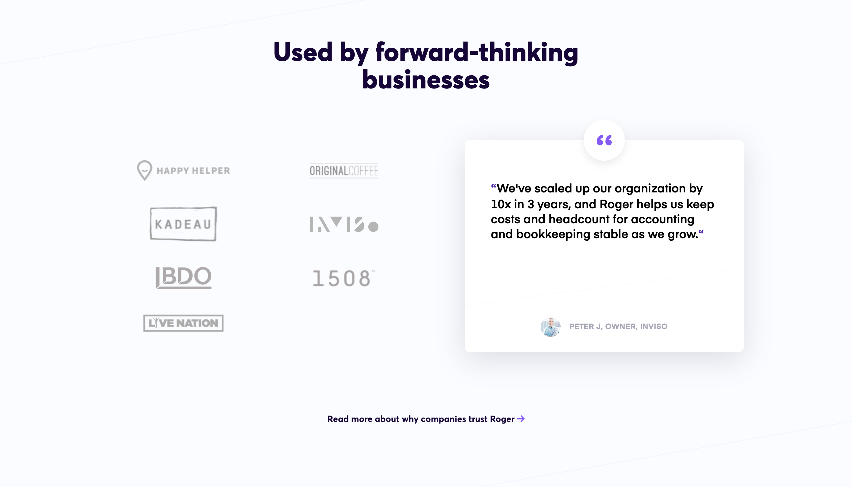 Roger Testimonial component screenshot