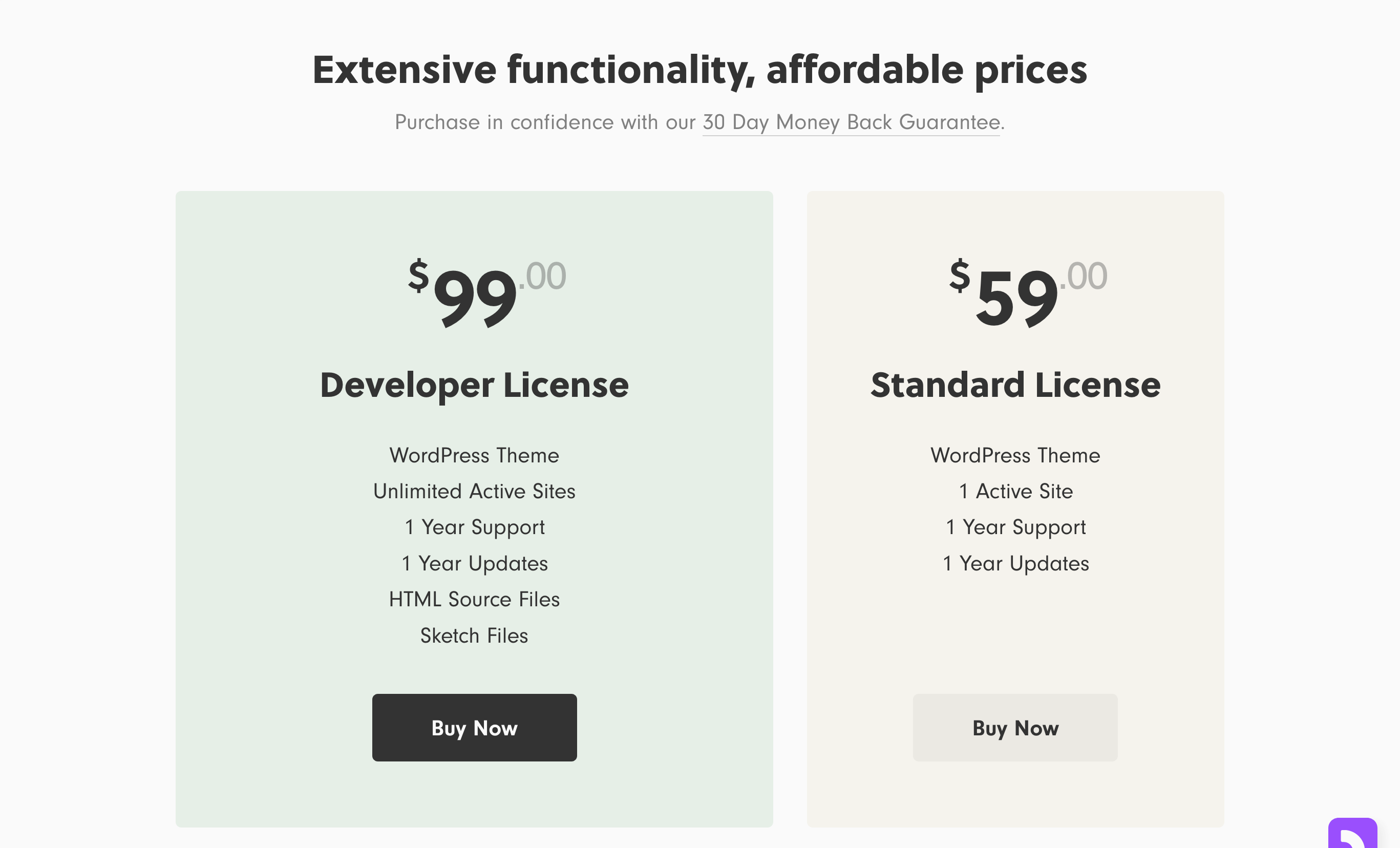 Chipmunktheme Pricing component screenshot