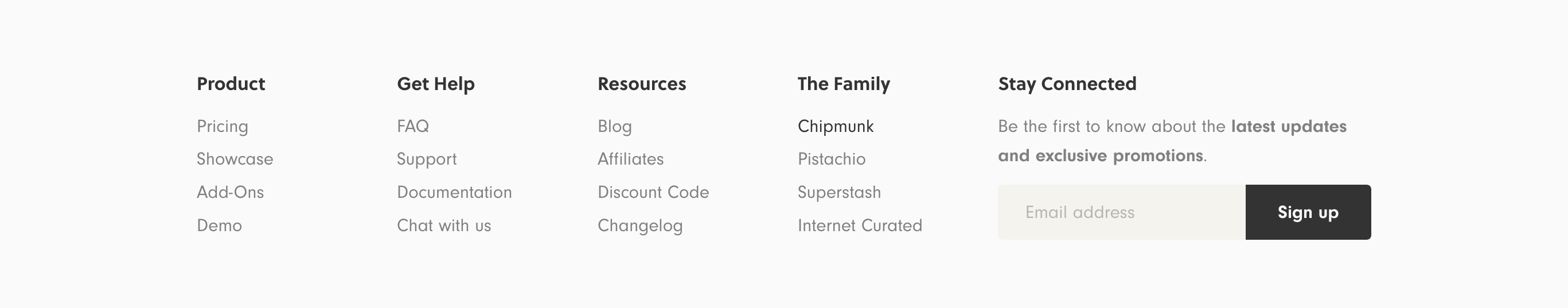 Chipmunktheme Footer component screenshot