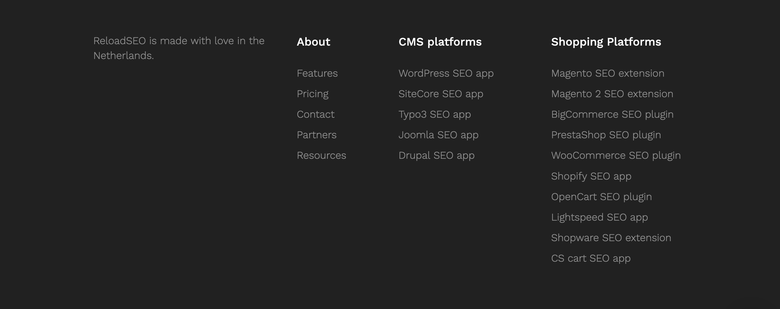 Reloadseo Footer component screenshot