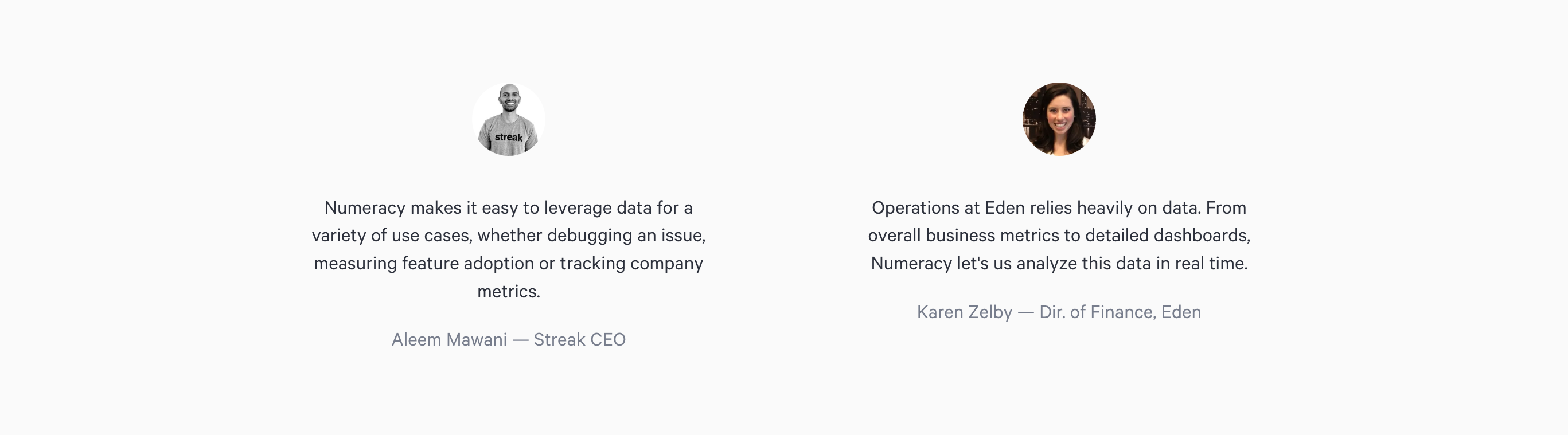 Numeracy Testimonial component screenshot