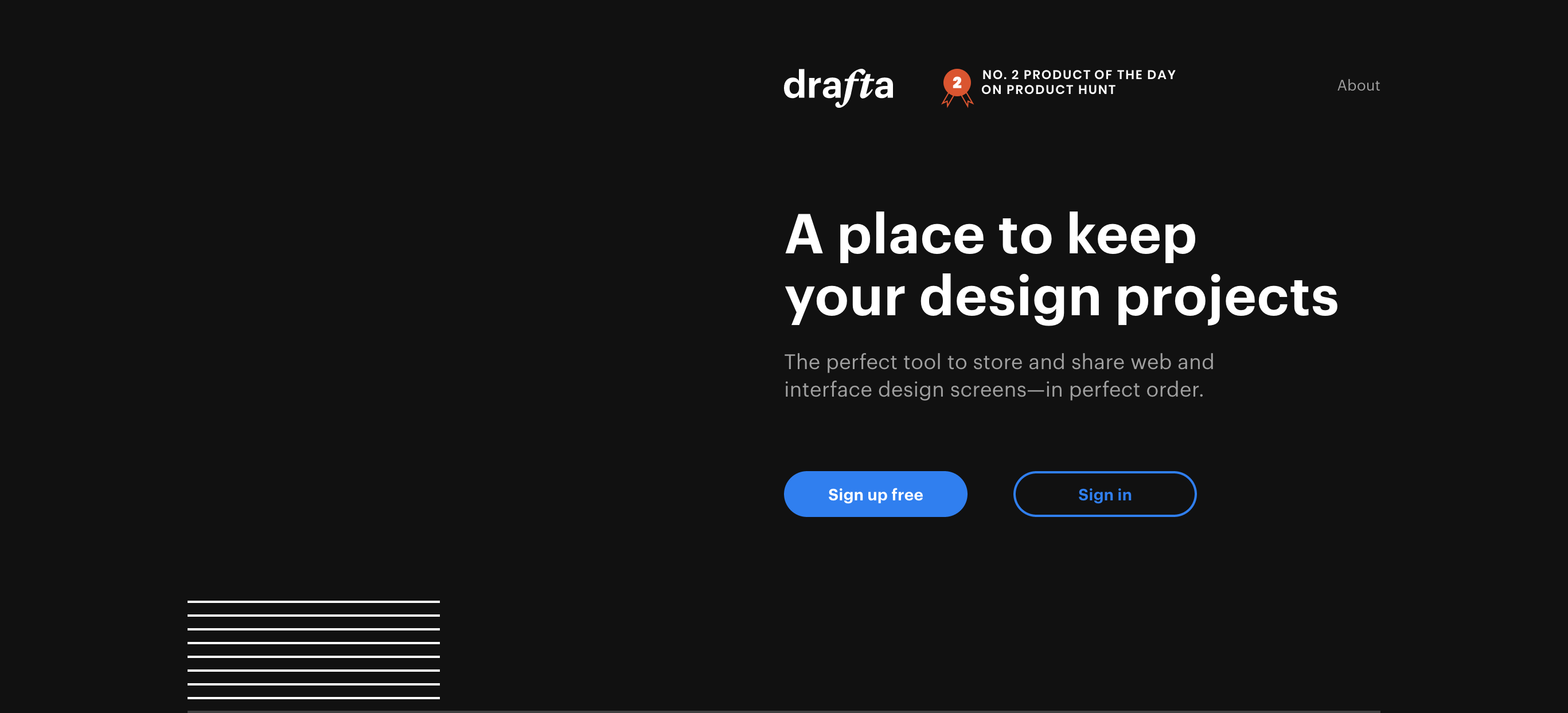 Drafta Hero component screenshot