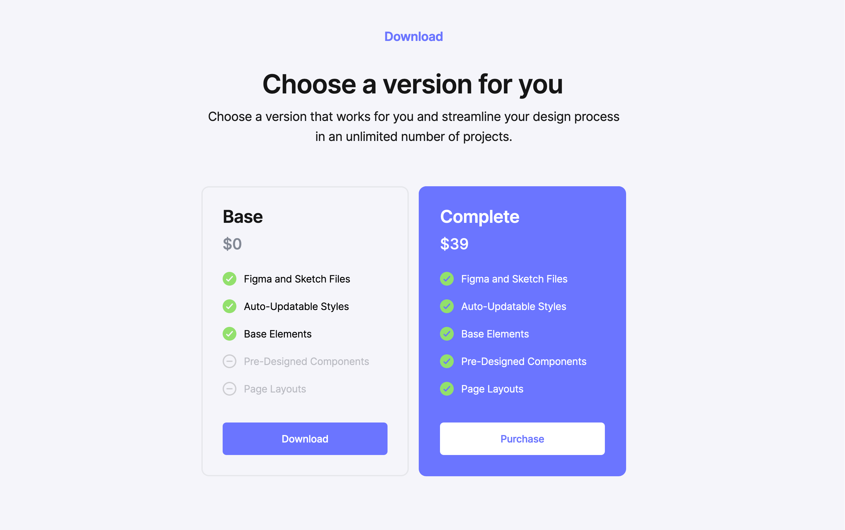 Usedetails Pricing component screenshot