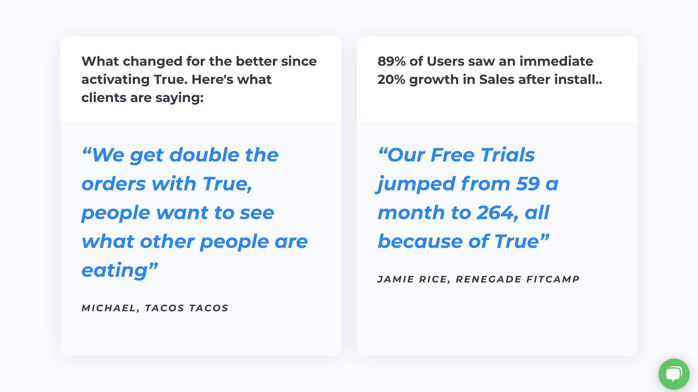 Usetrue Testimonial component screenshot