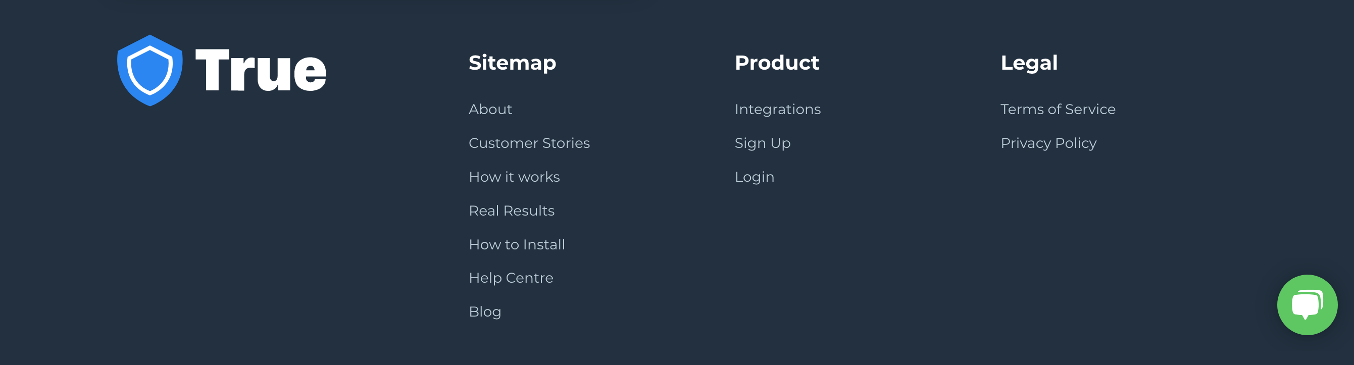 Usetrue Footer component screenshot