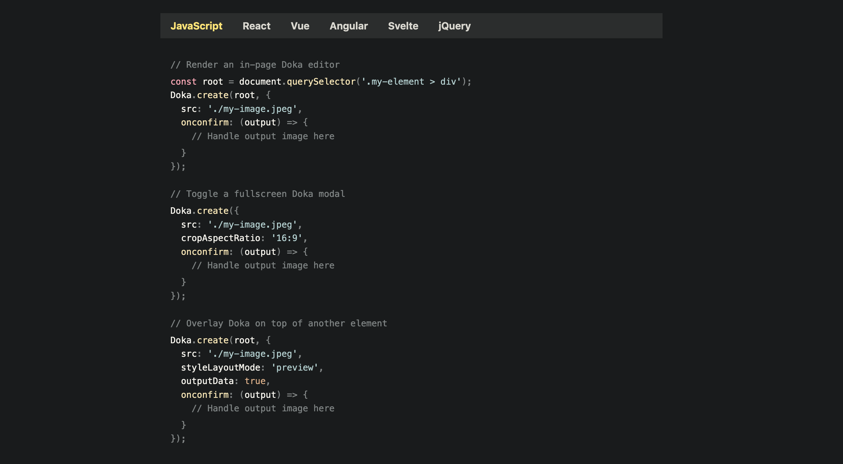 Doka Api component screenshot
