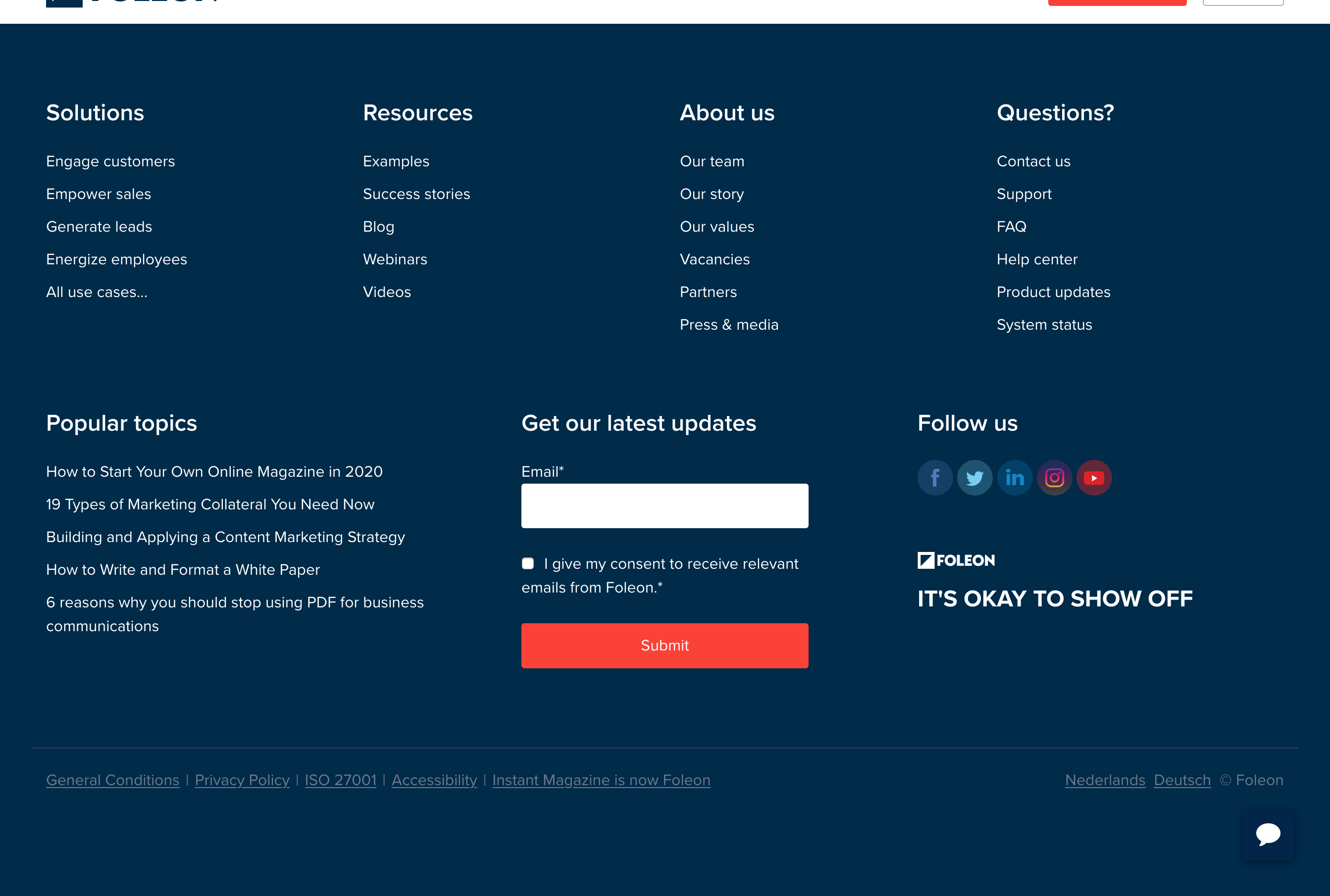 Instantmagazine Footer component screenshot