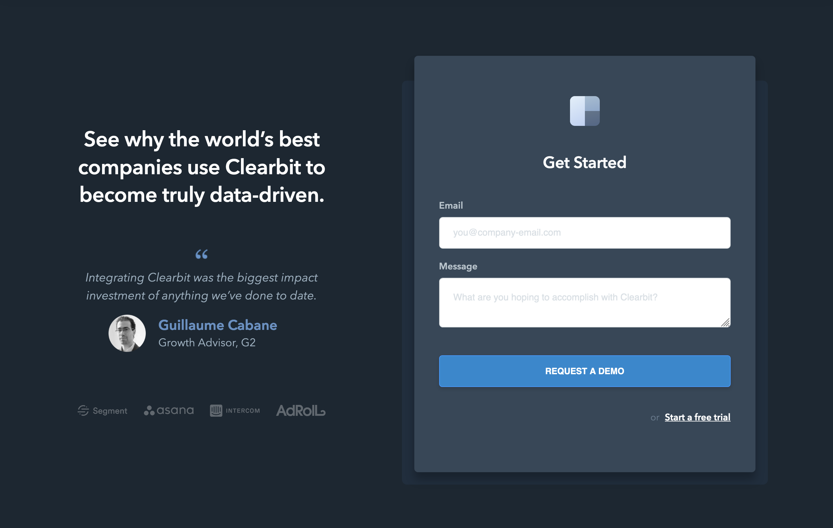 Clearbit Signup component screenshot