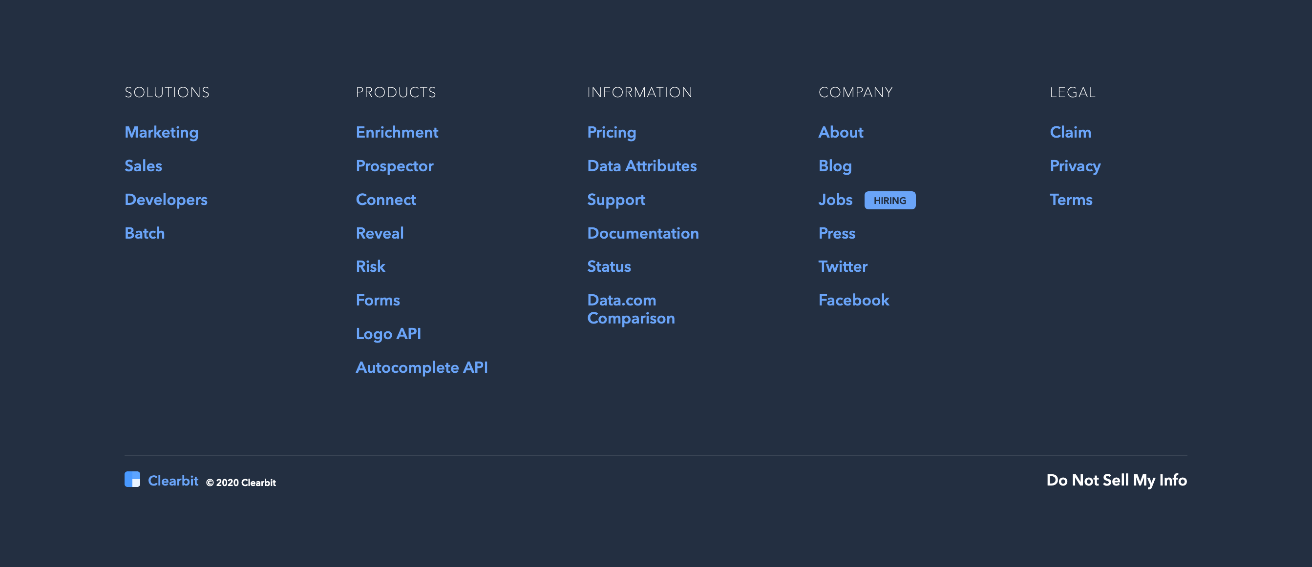 Clearbit Footer component screenshot