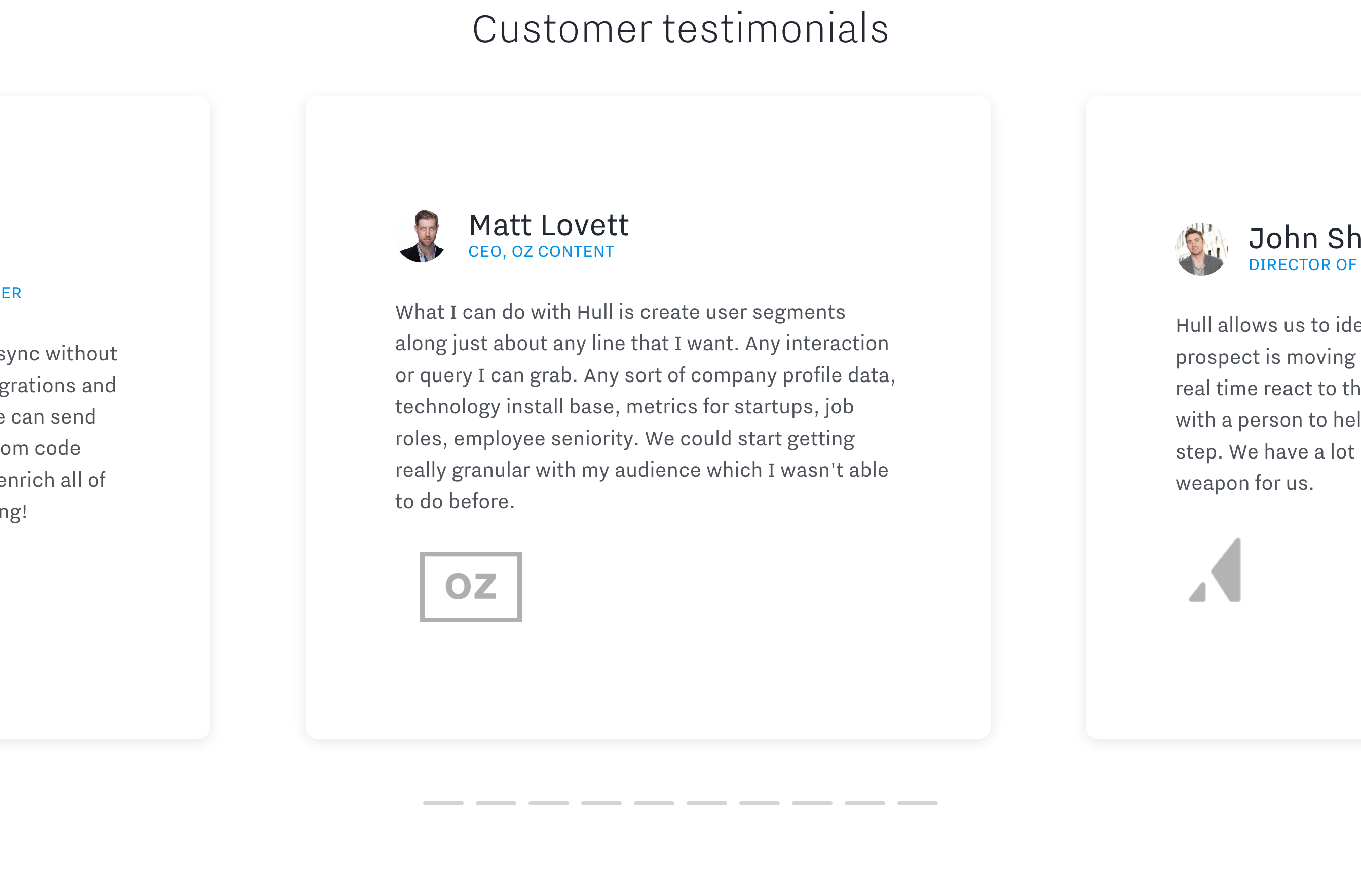 Hull Testimonial component screenshot
