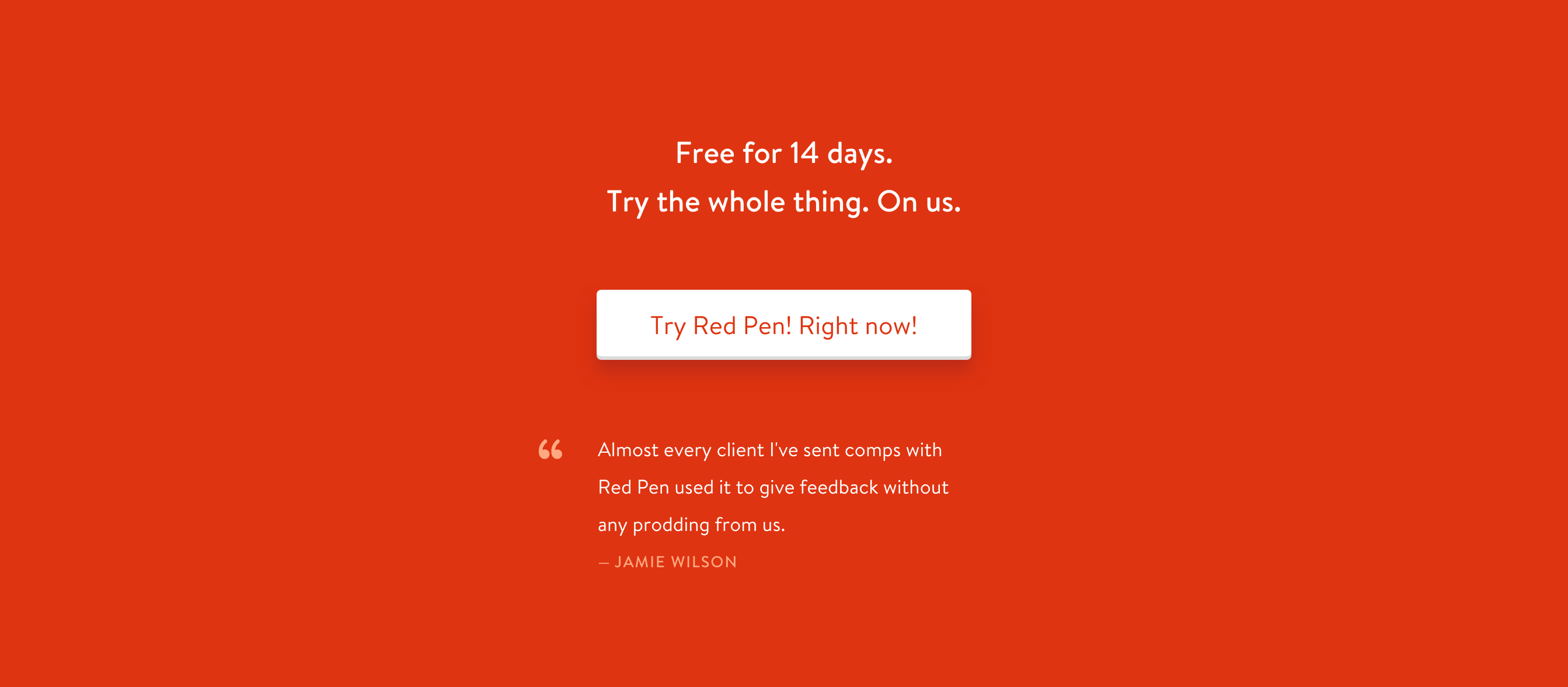 Redpen Call To Action component screenshot