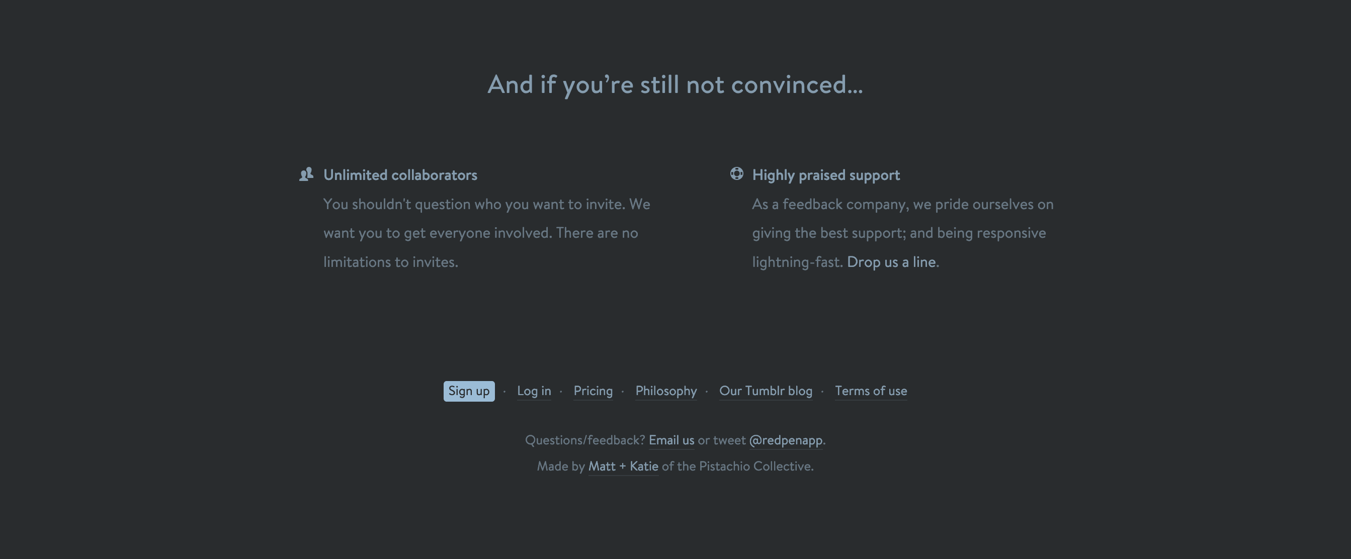 Redpen Footer component screenshot