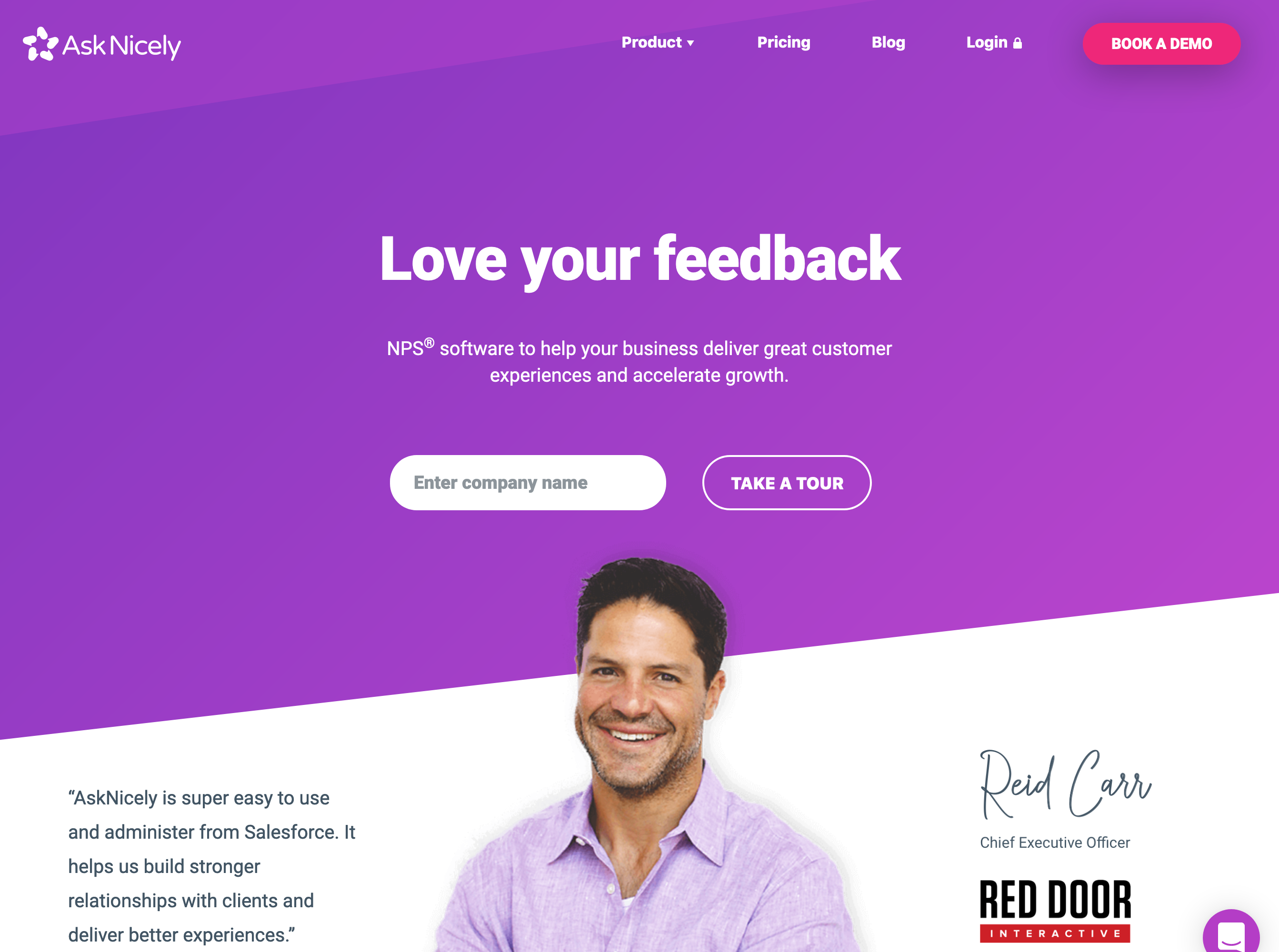 Asknicely Hero component screenshot