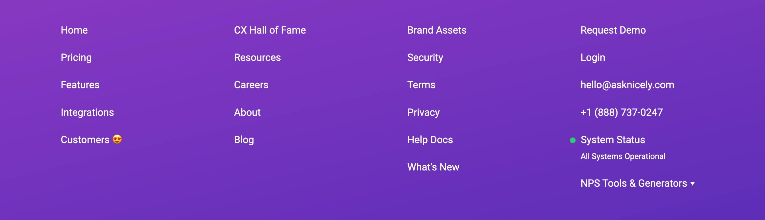 Asknicely Footer component screenshot