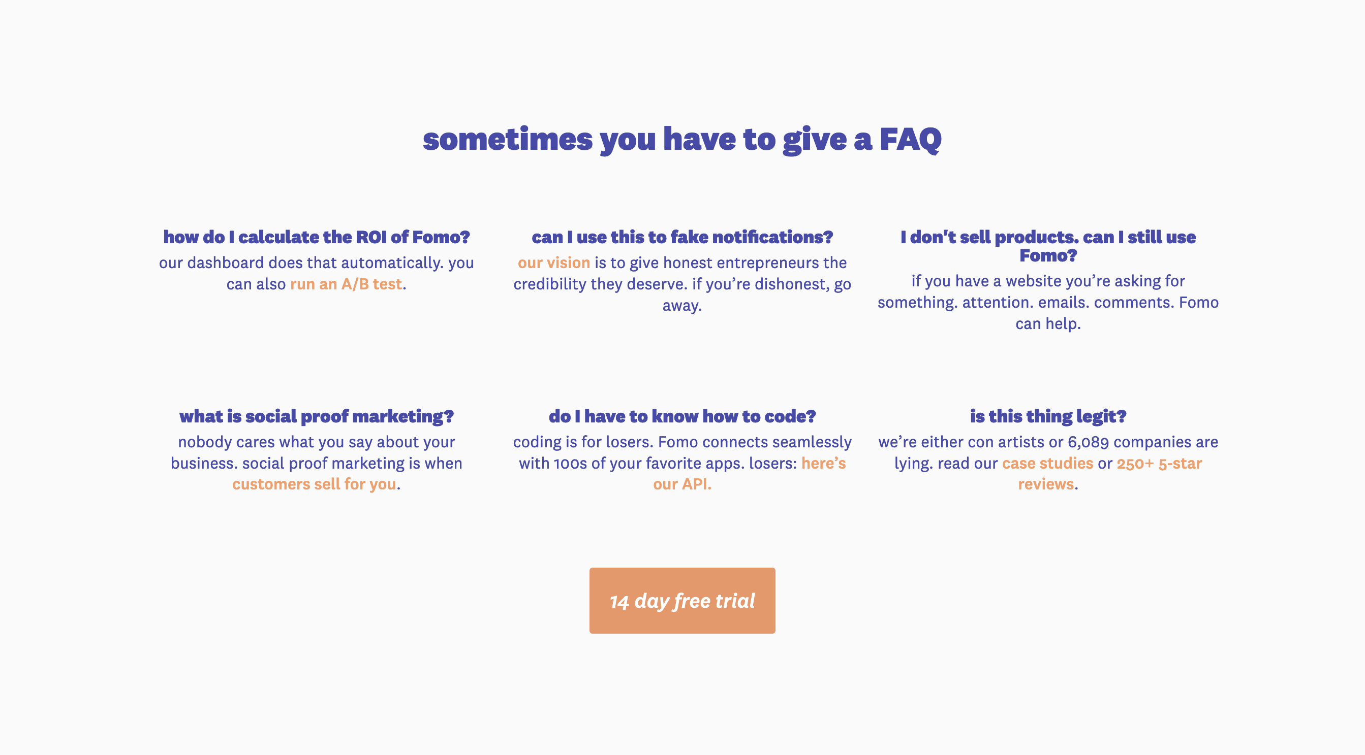 Fomo Faq component screenshot