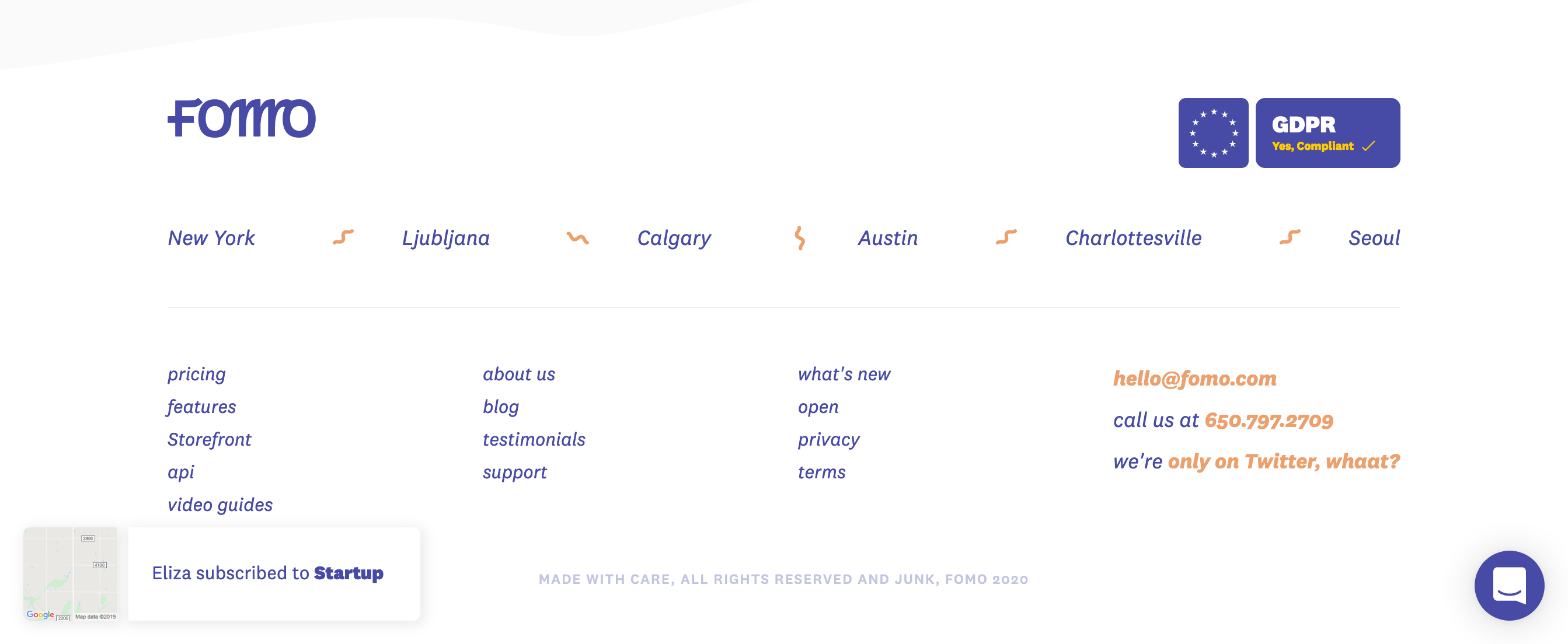 Fomo Footer component screenshot