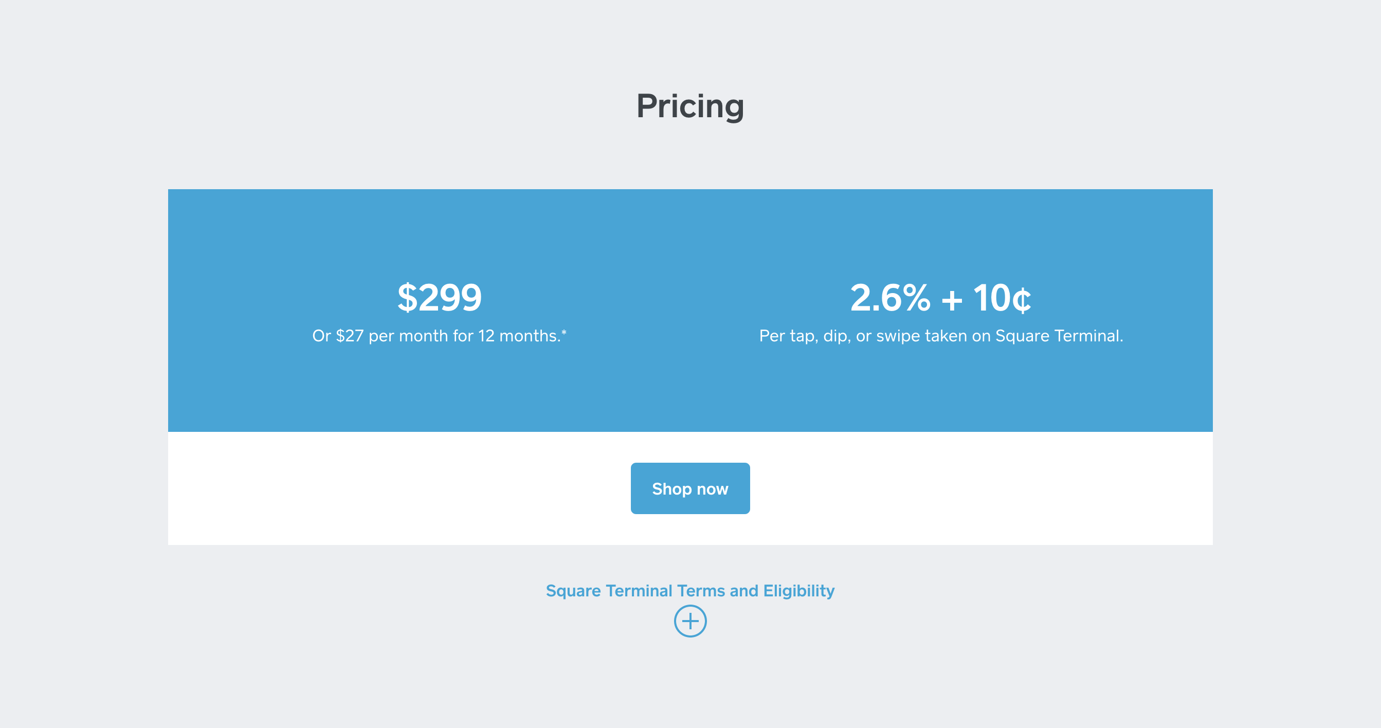 Squareup Pricing component screenshot