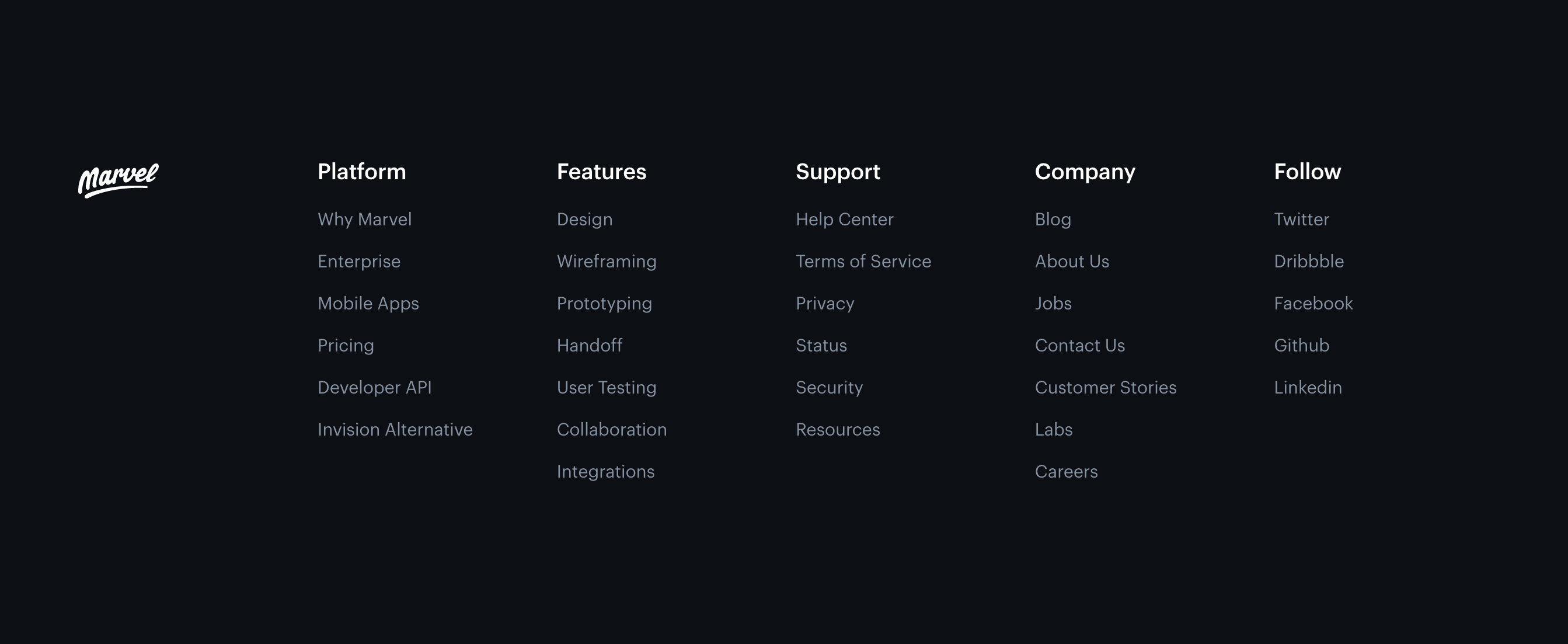 Marvel Footer component screenshot