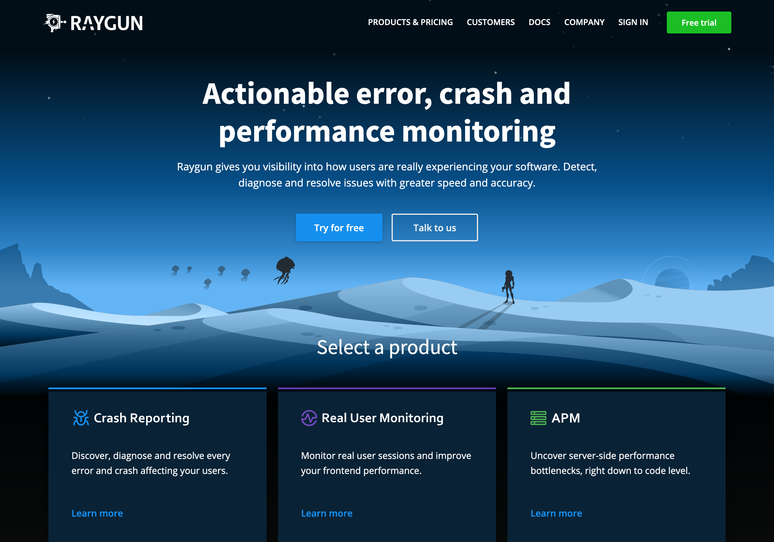 Raygun Hero component screenshot