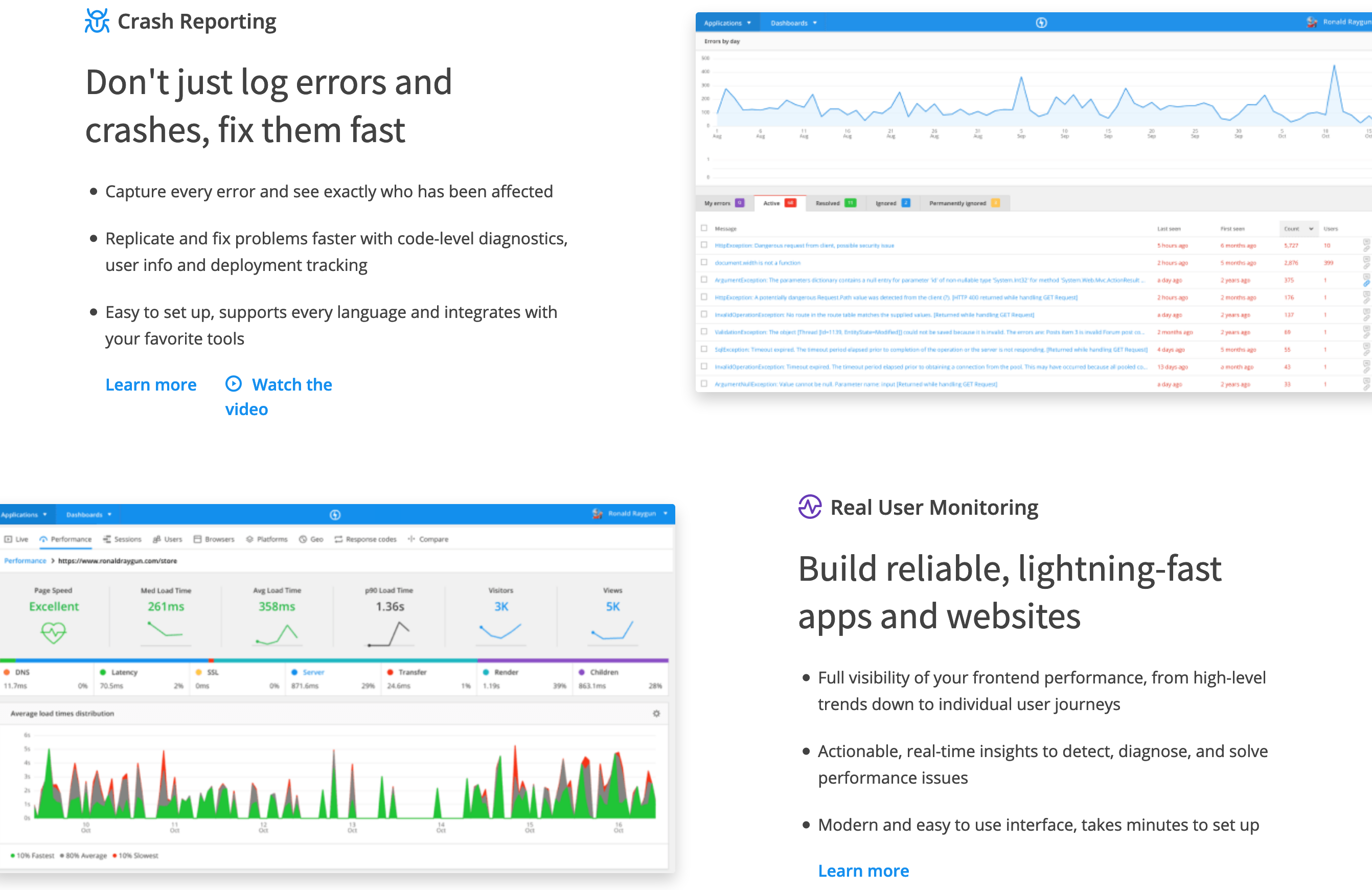 Raygun Feature component screenshot